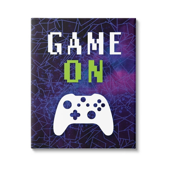 Stupell Industries Game On Bold Geometric Pattern Gaming Controller Graphic Art Gallery Wrapped Canvas Print Wall Art, Design by Victoria Barnes