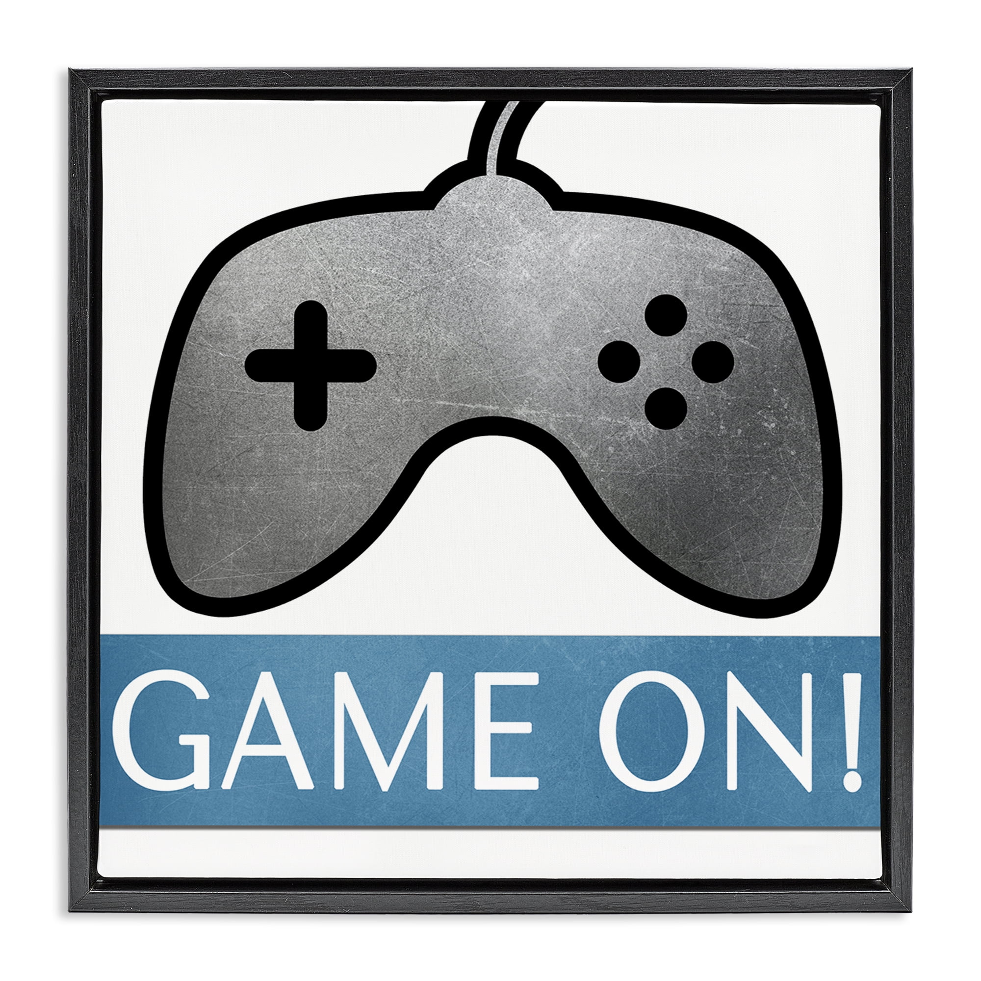Stupell Industries Game On Controller Entertainment Painting Black Floater Framed Canvas Art Print Wall Art, 18 x 18
