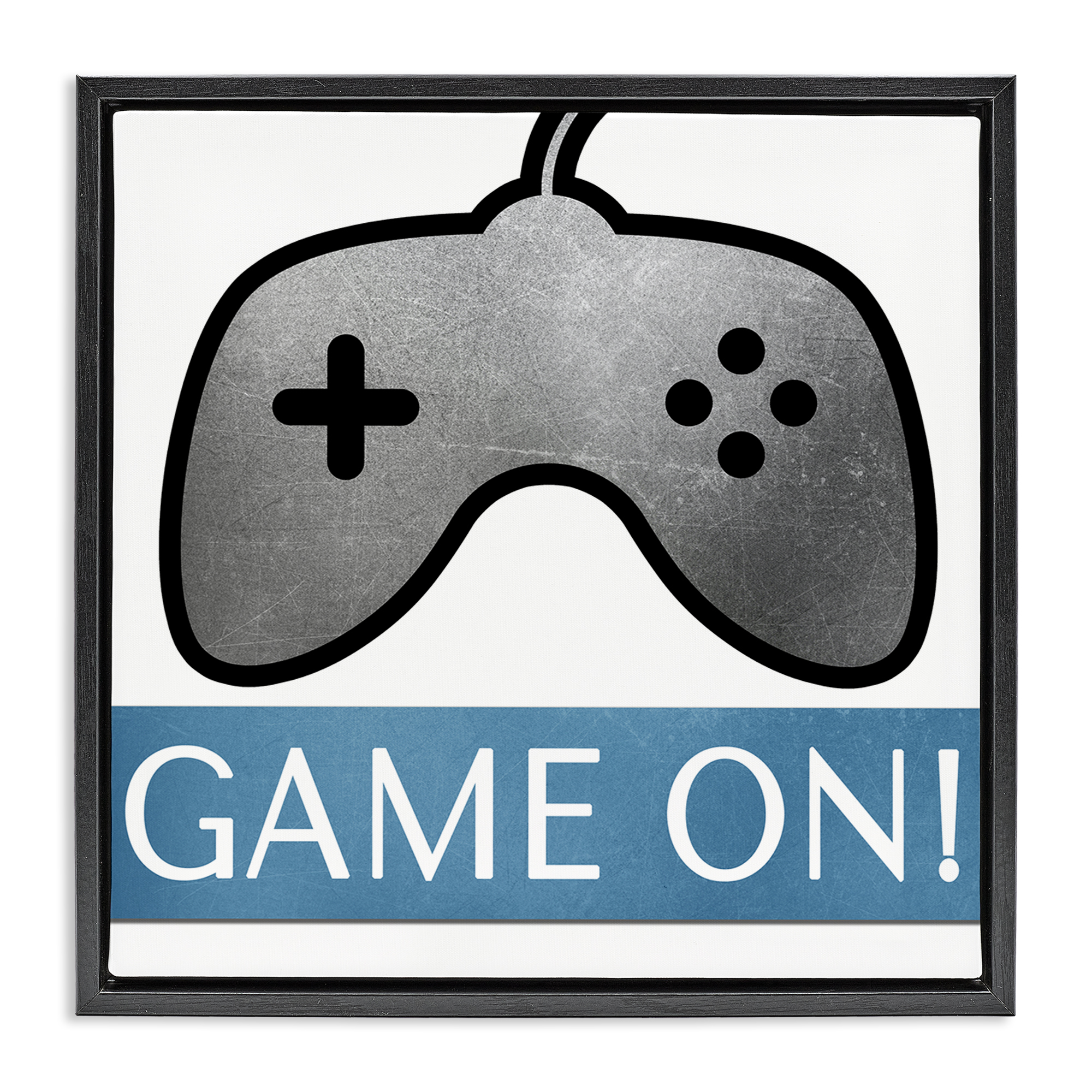 Stupell Industries Game On Controller Entertainment Painting Black Floater Framed Canvas Art Print Wall Art, 25 x 25