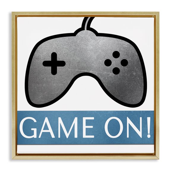 Stupell Industries Game On Controller Entertainment Painting Gold Floater Framed Canvas Art Print Wall Art, 18 x 18