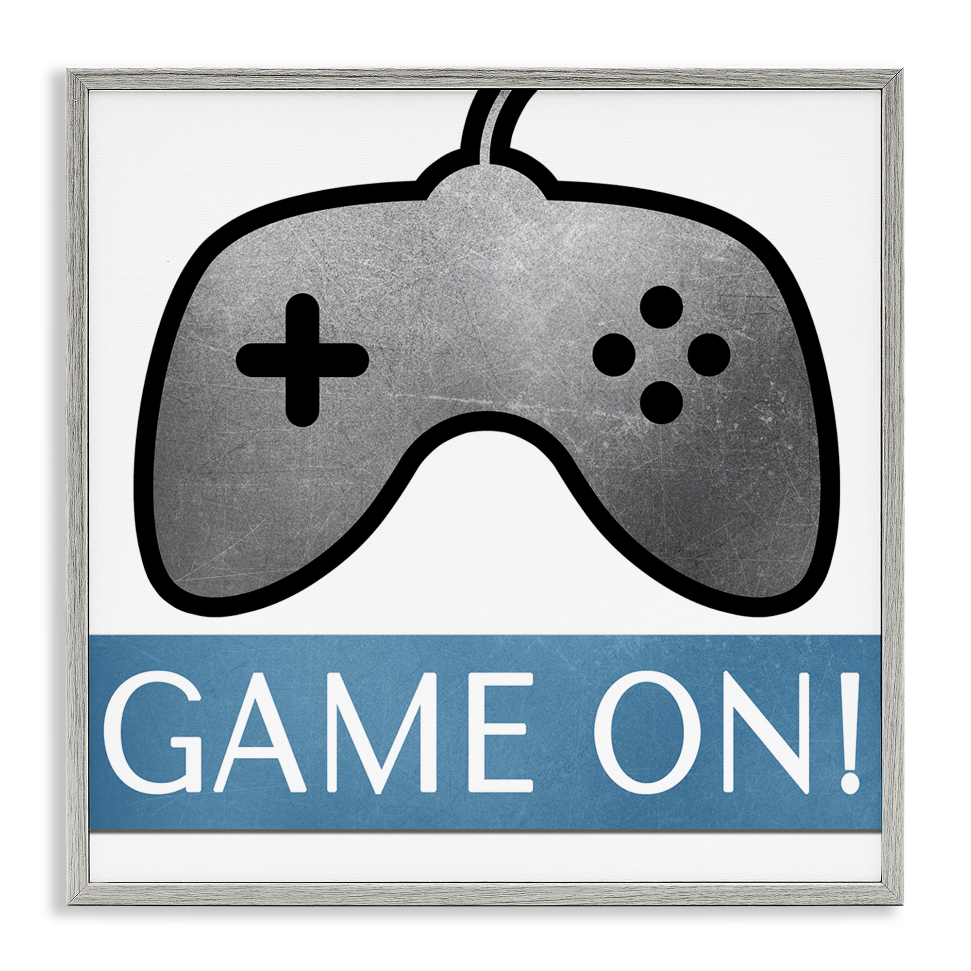 Stupell Industries Game On Controller Entertainment Painting Gray Framed Art Print Wall Art, 24 x 24