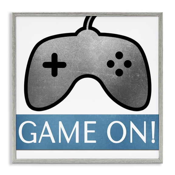 Stupell Industries Game On Controller Entertainment Painting Gray Framed Art Print Wall Art, 24 x 24