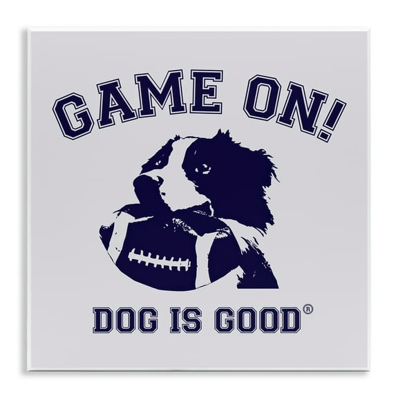 Stupell Industries Game On Dog & Football Animals Painting Unframed Art Print Wall Art, 12 x 12