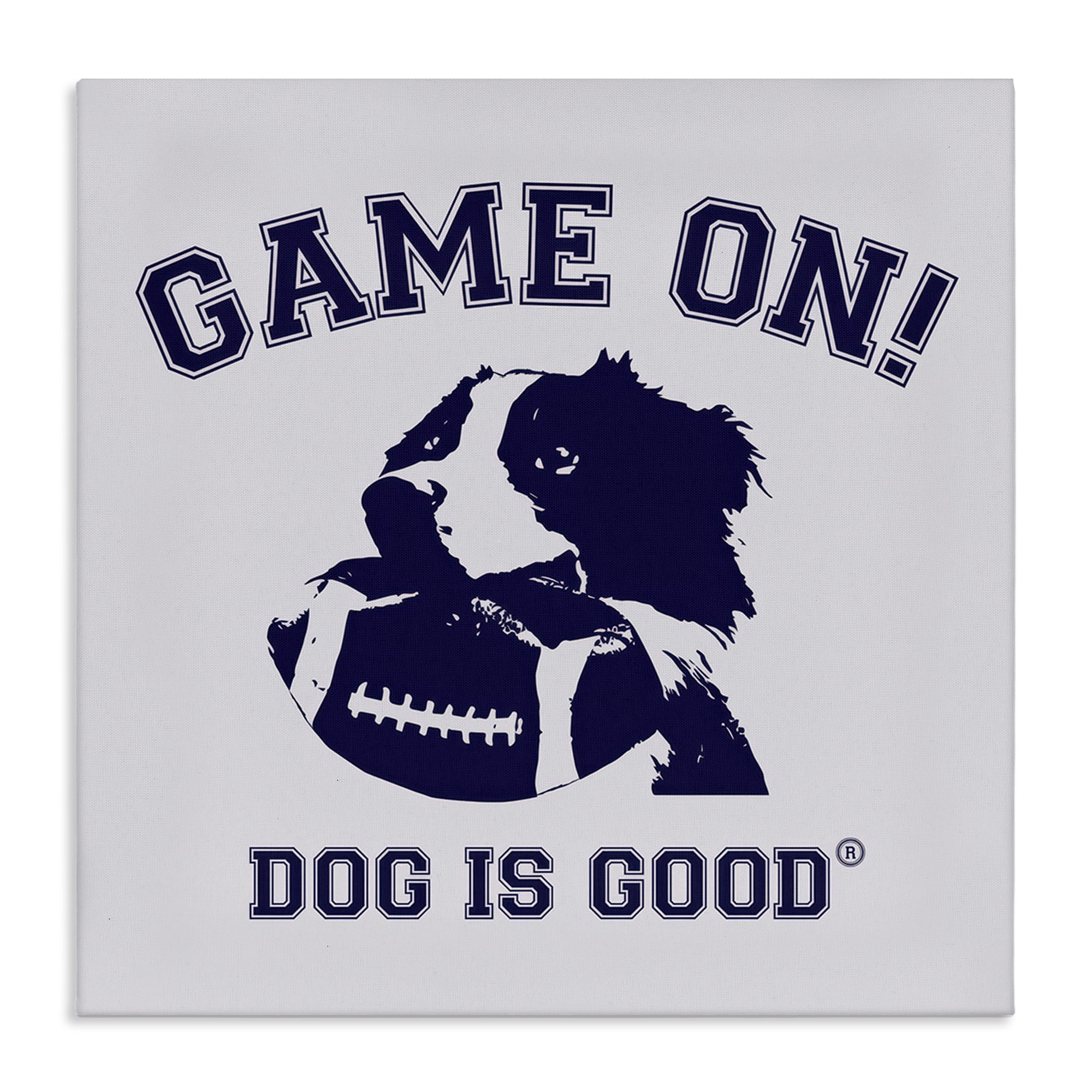 Stupell Industries Game On Dog & Football Animals Painting Wrapped Canvas Art Print Wall Art, 24 x 24