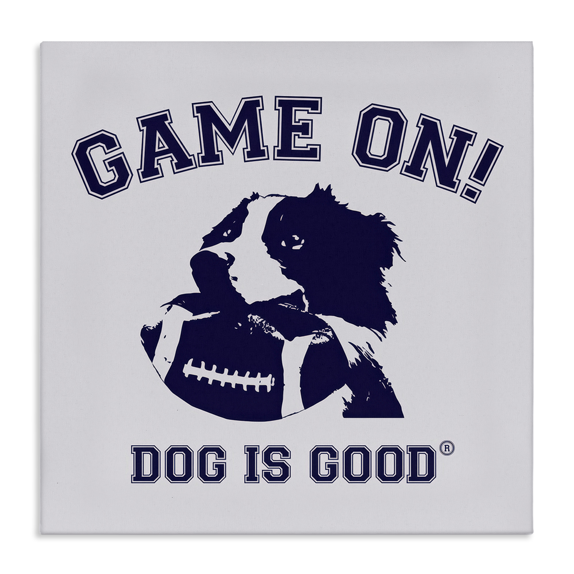 Stupell Industries Game On Dog & Football Animals Painting Wrapped Canvas Art Print Wall Art, 30 x 30