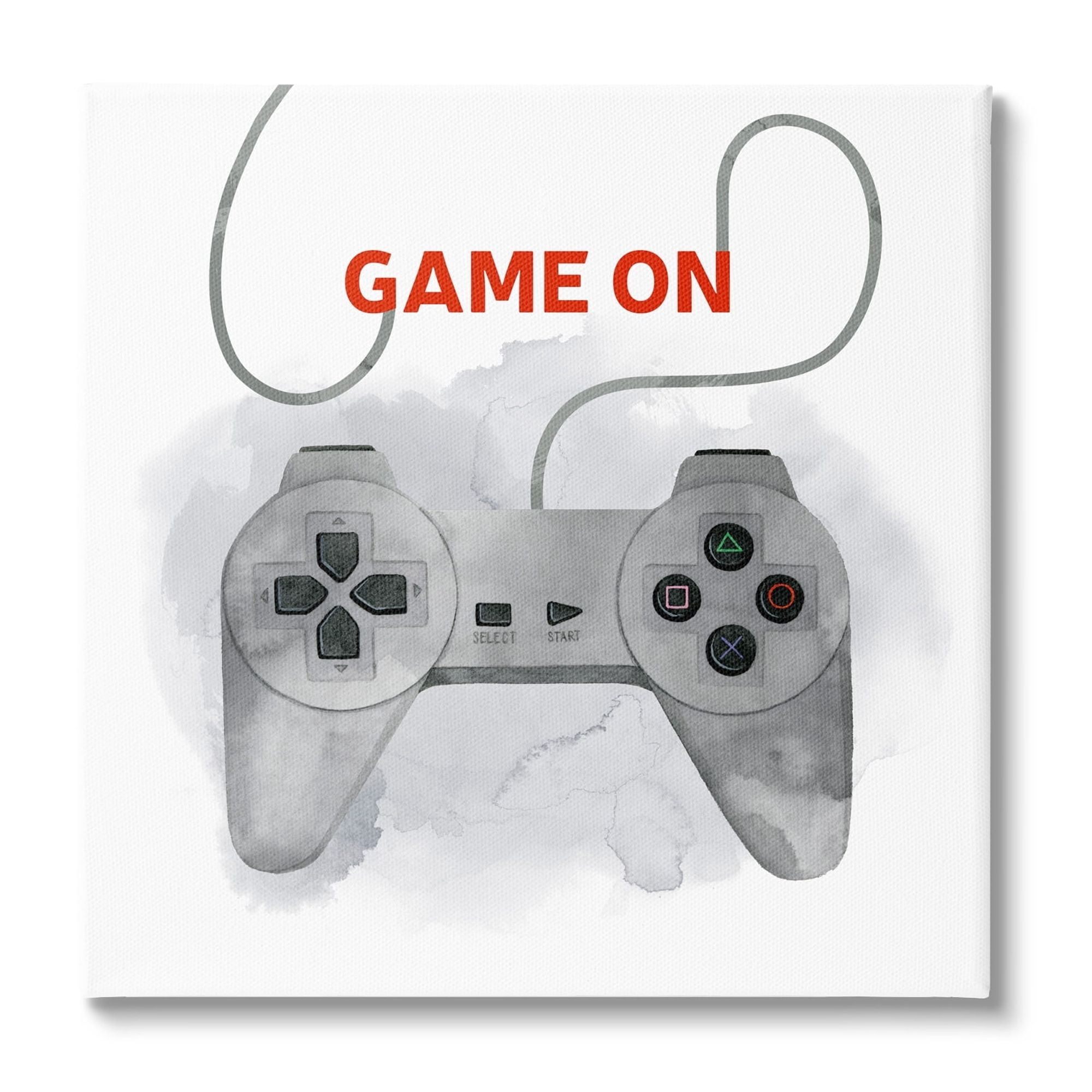 Stupell Industries Game On Gamer Joystick Controller Art for Kids Painting Gallery Wrapped Canvas Print Wall Art