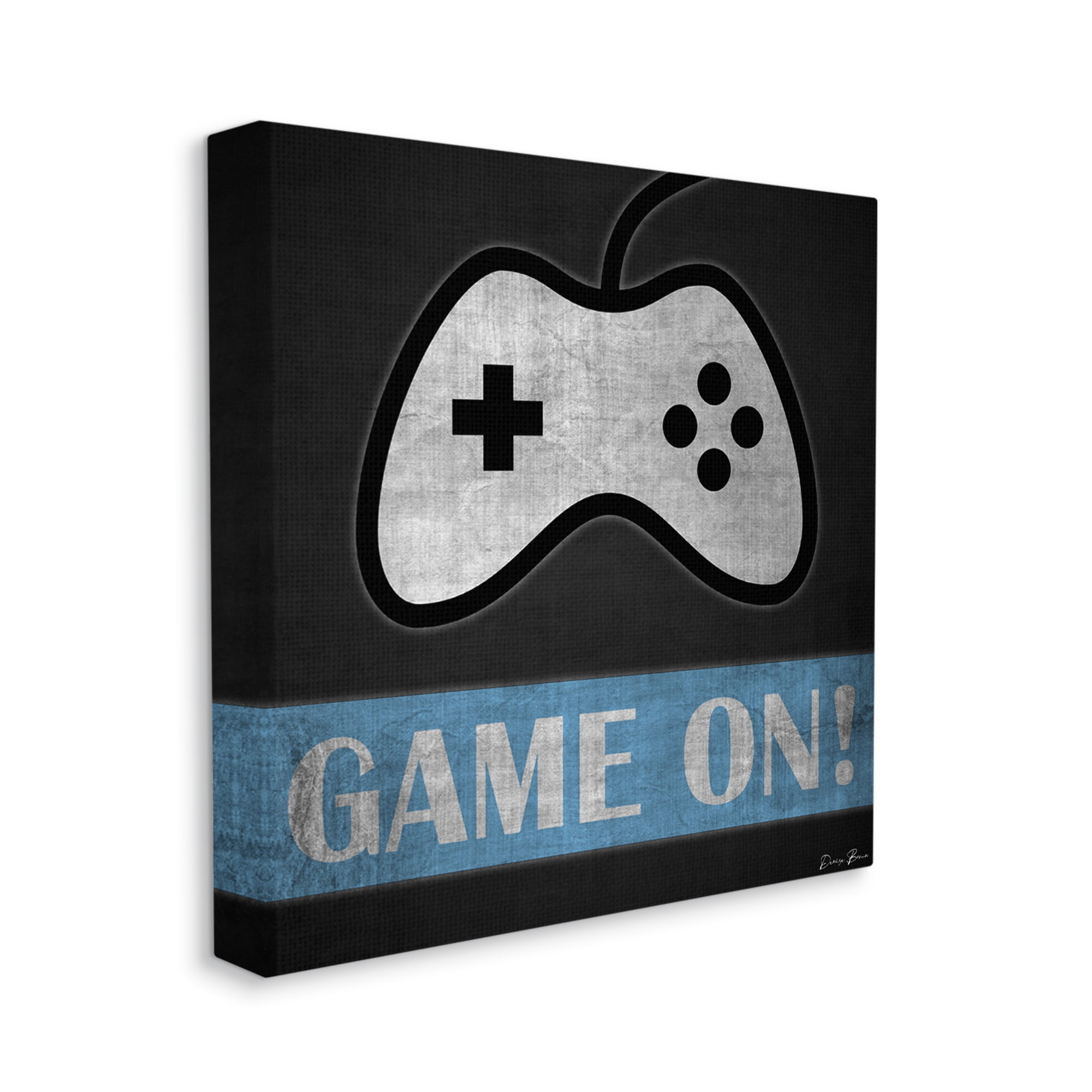 Stupell Industries Game On Gamer Phrase Retro Distressed Controller Graphic Art Gallery-Wrapped Canvas Print Wall Art, 24x24, by Denise Brown