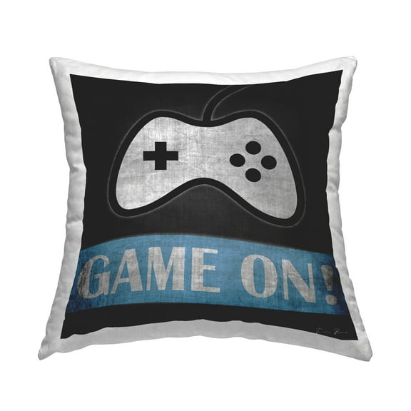 Stupell Industries Game On Gamer Phrase Retro Distressed Controller Novelty Grey,18 x 7 x 18 Decorative Pillows