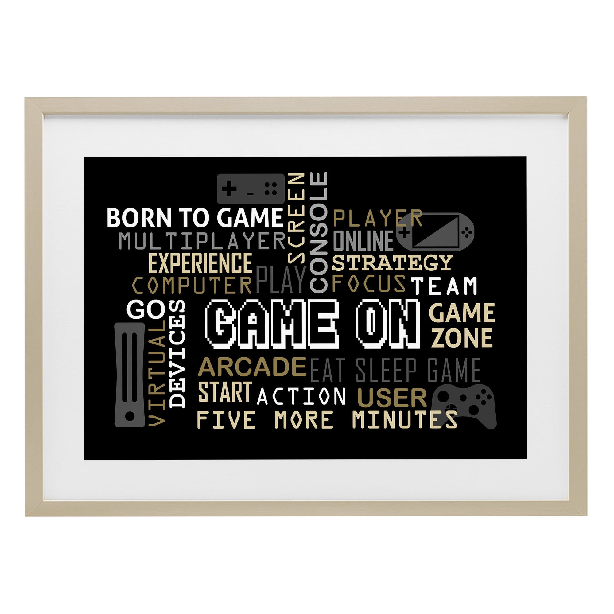 Stupell Industries Game On Gamer Typography Birch Framed Print Under Glass, design by Kim Allen