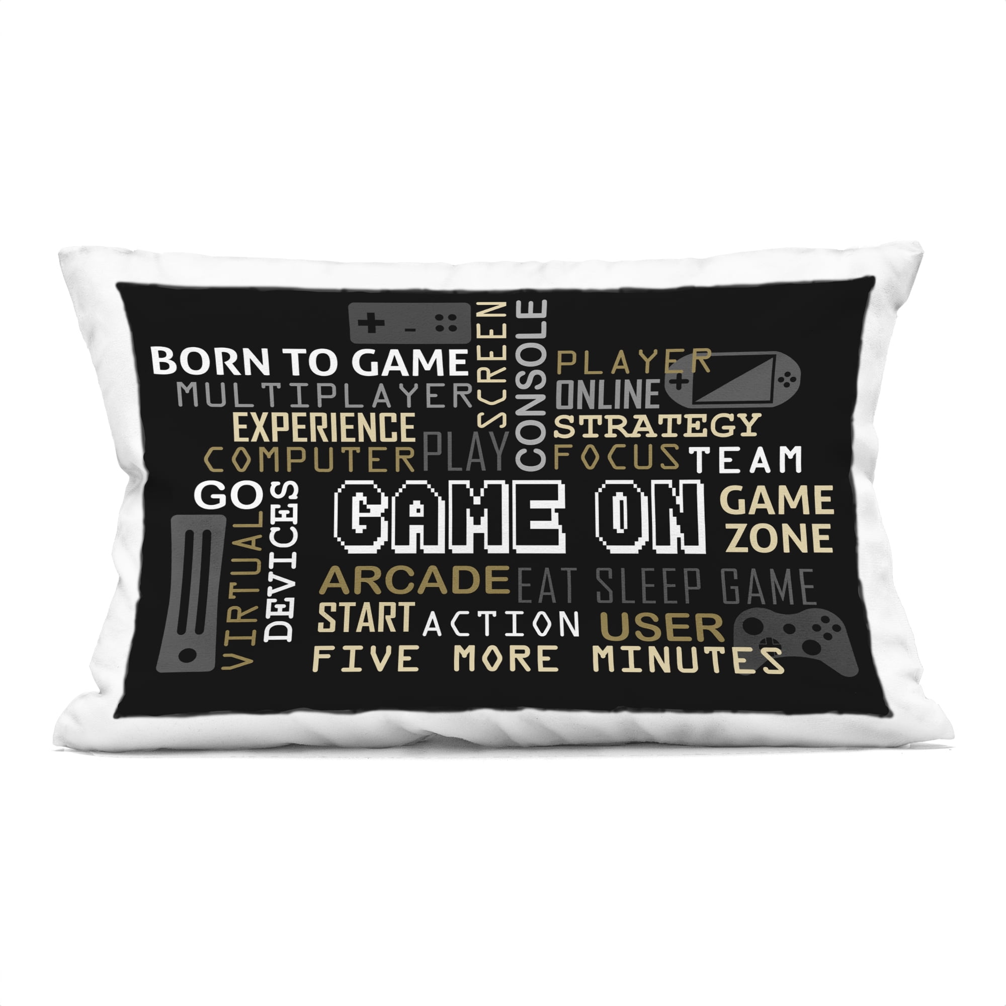Stupell Industries Game On Gamer Typography Decorative Printed Throw Pillow, design by Kim Allen, 14 x 7 x 20