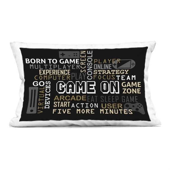 Stupell Industries Game On Gamer Typography Decorative Printed Throw Pillow, design by Kim Allen, 14 x 7 x 20