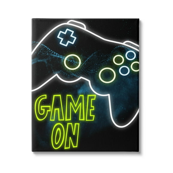 Stupell Industries Game On Neon Controller Graphic Art Gallery Wrapped Canvas Print Wall Art, Design by Marcus Prime