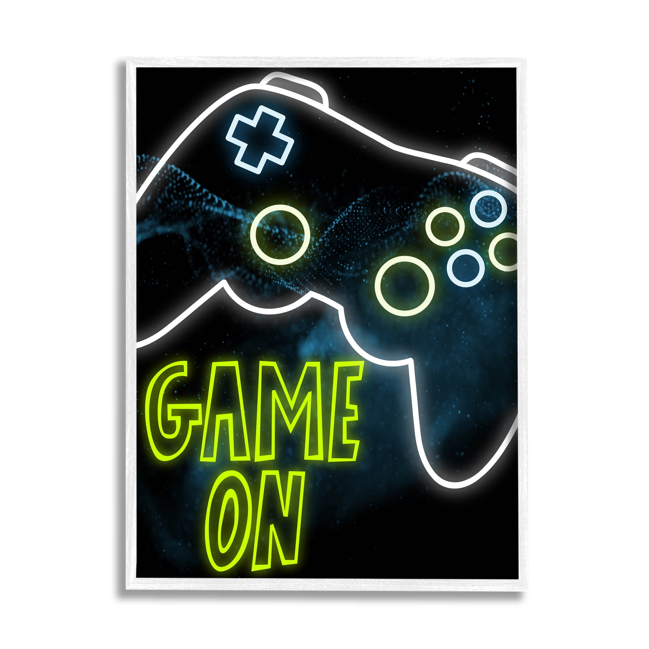 Stupell Industries Game On Neon Controller Graphic Art White Framed Art Print Wall Art, Design by Marcus Prime