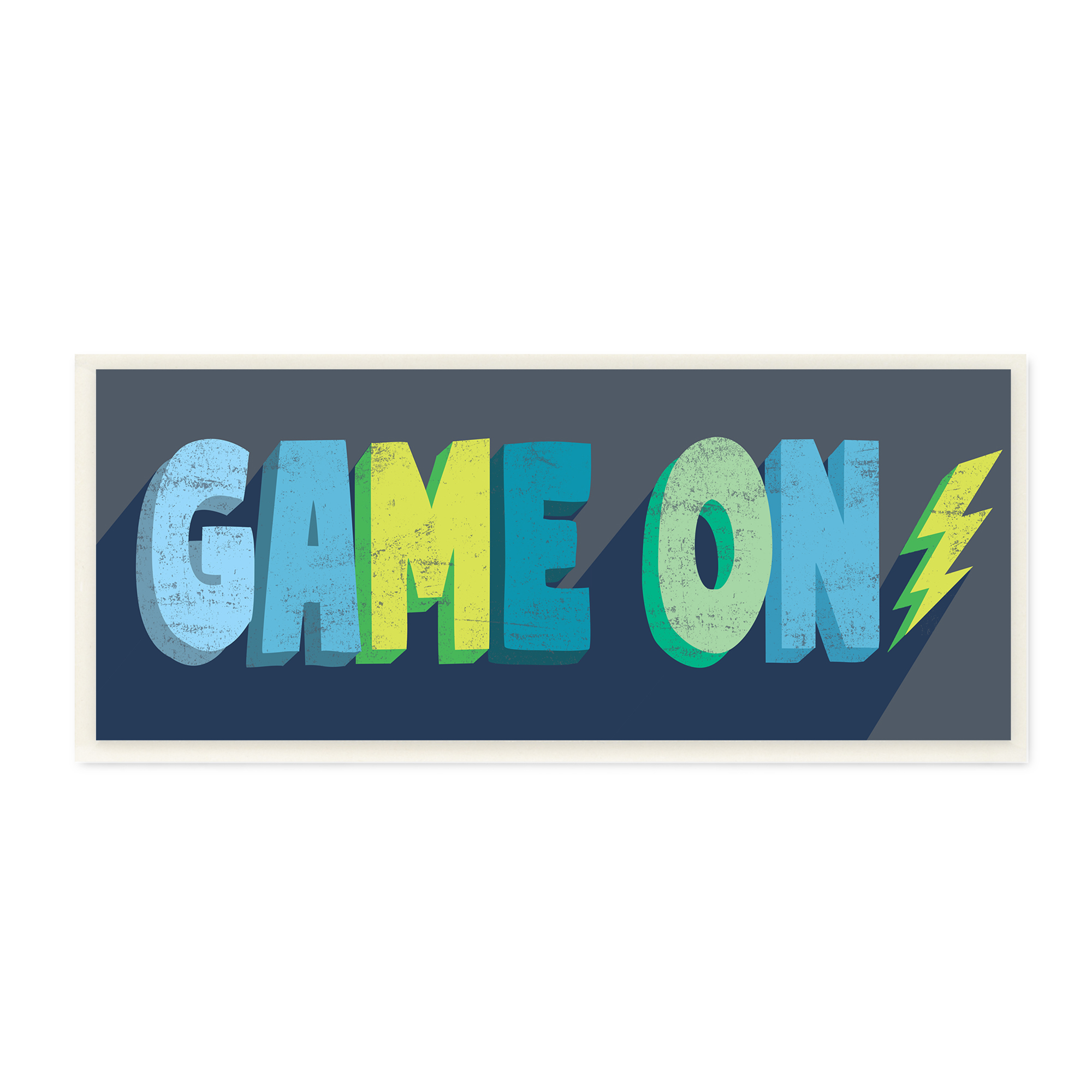Stupell Industries Game On Phrase Green Yellow Lightening Bolt Typography Beauty & Fashion Painting Unframed Art Print Wall Art, 7 x 17