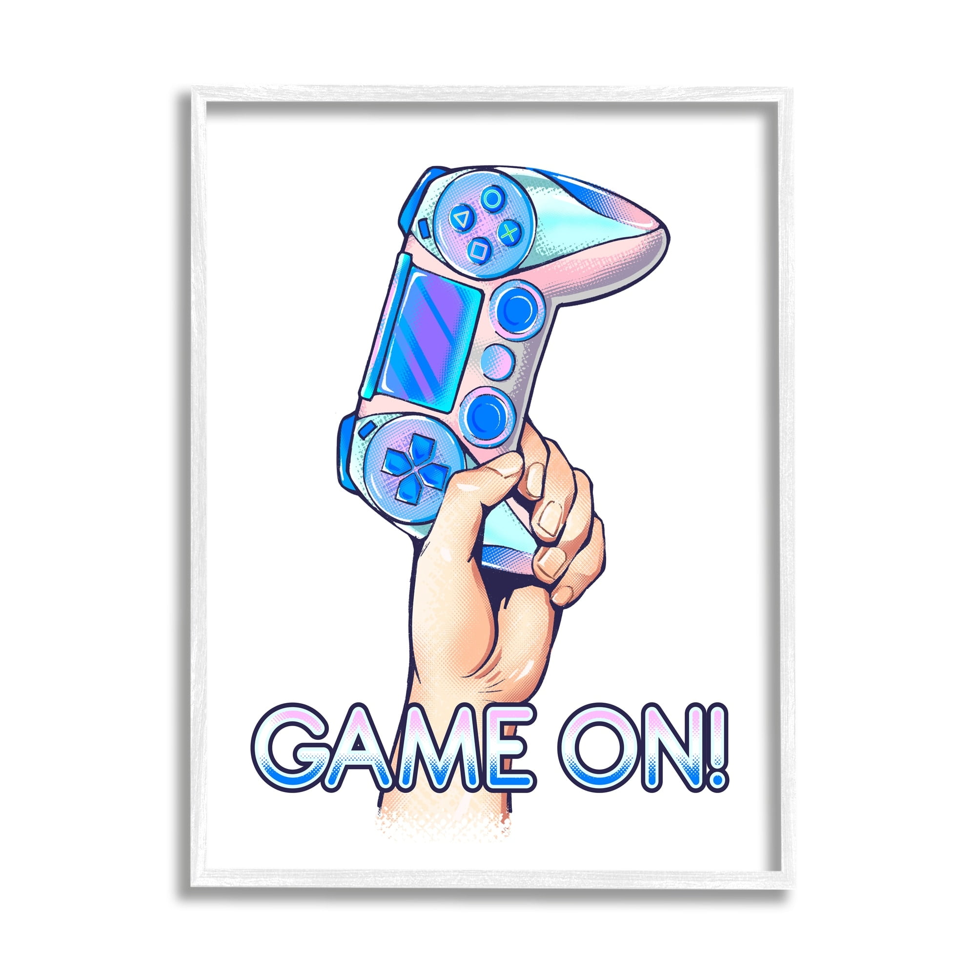 Stupell Industries Game On Text Holding Gaming Controller Illustration , 11 x 14, Design by Ziwei Li