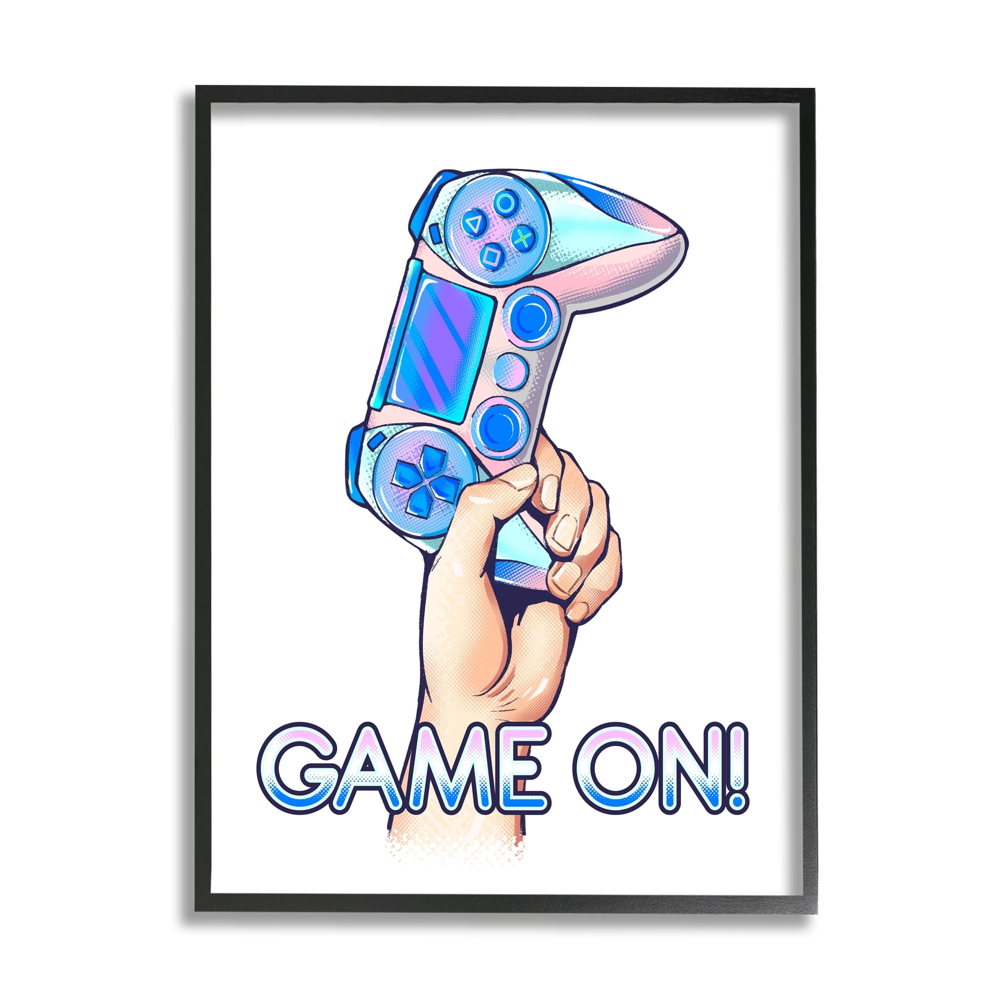 Stupell Industries Game On Text Holding Gaming Controller Illustration , 16 x 20, Design by Ziwei Li