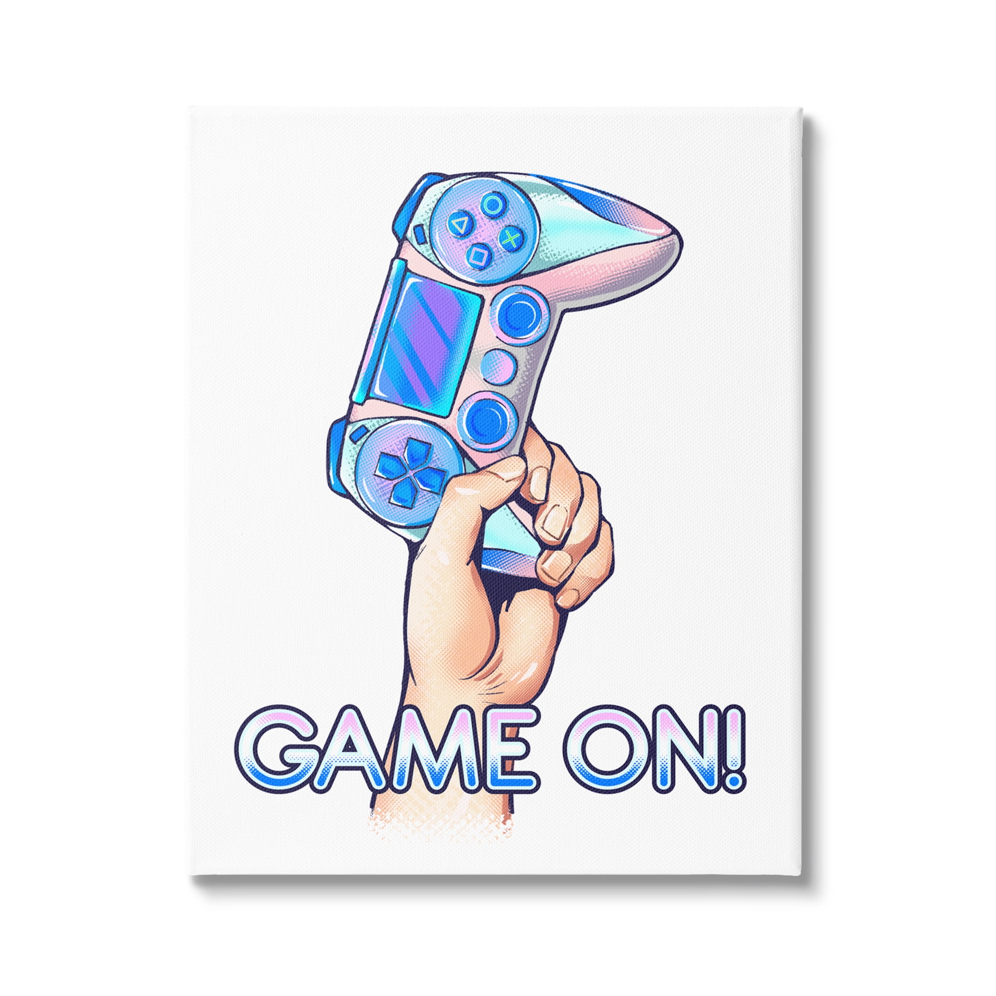 Stupell Industries Game On Text Holding Gaming Controller Illustration , 36 x 48, Design by Ziwei Li