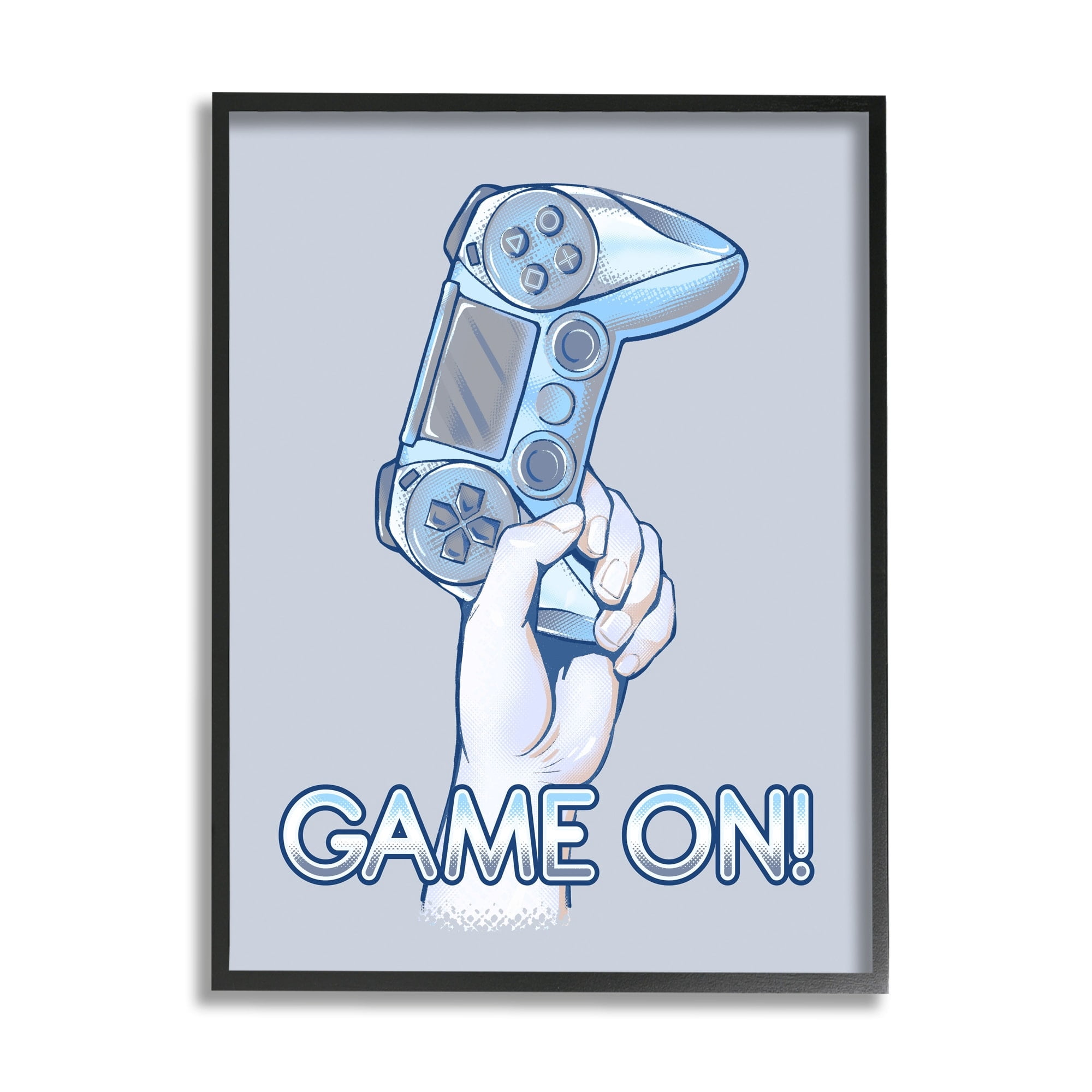 Stupell Industries Game On Text Illustration Holding Gaming Controller , 24 x 30, Design by Ziwei Li
