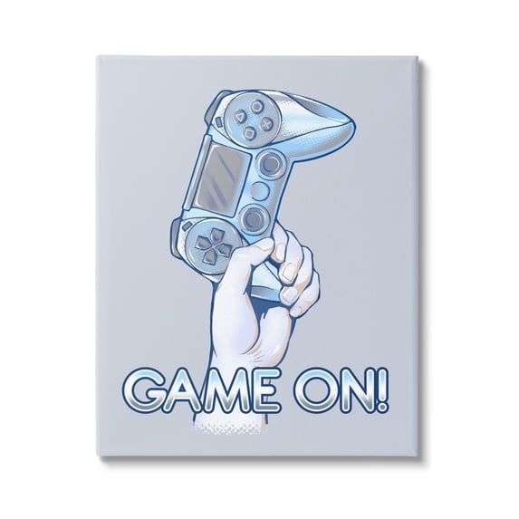 Stupell Industries Game On Text Illustration Holding Gaming Controller , 24 x 30, Design by Ziwei Li