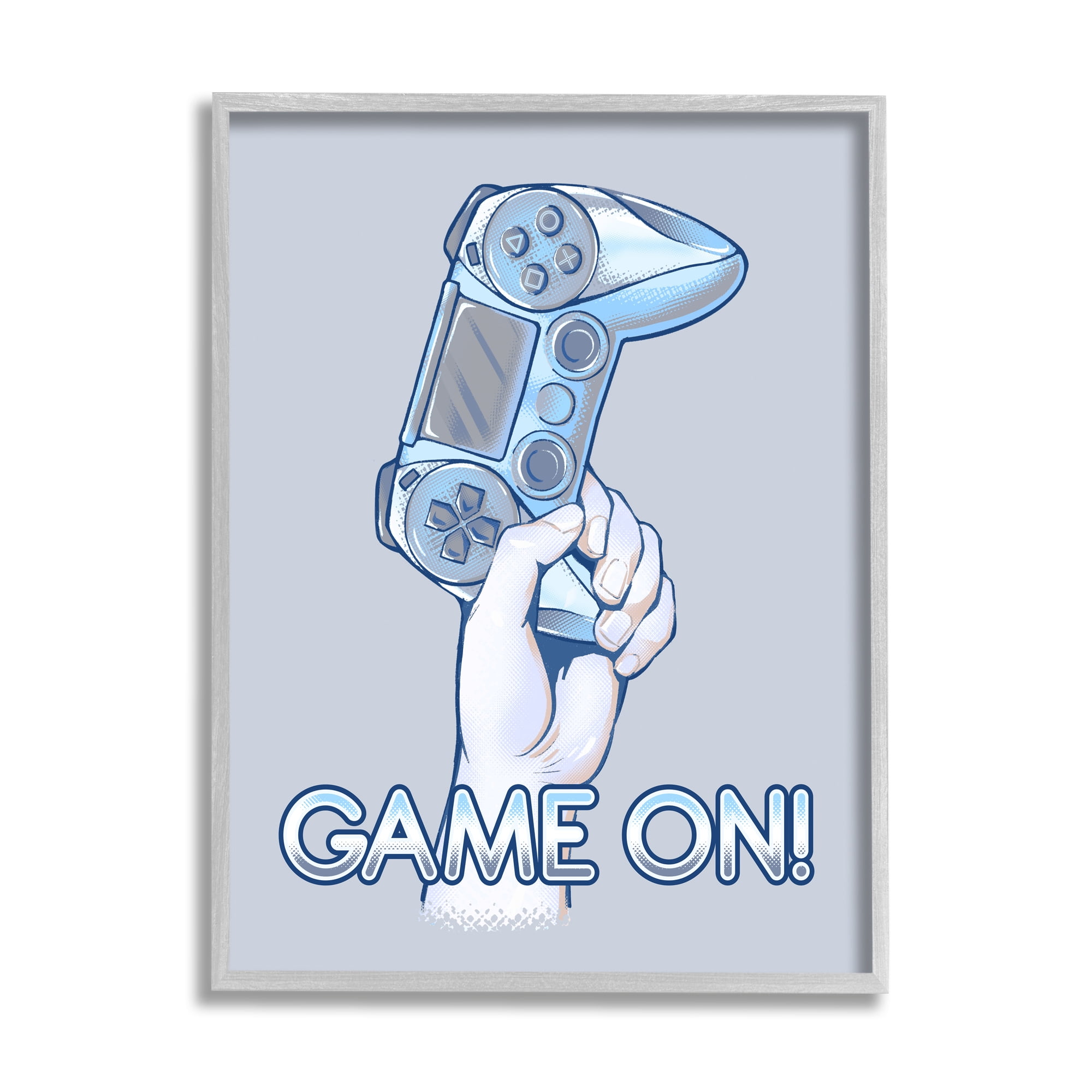 Stupell Industries Game On Text Illustration Holding Gaming Controller , 24 x 30, Design by Ziwei Li