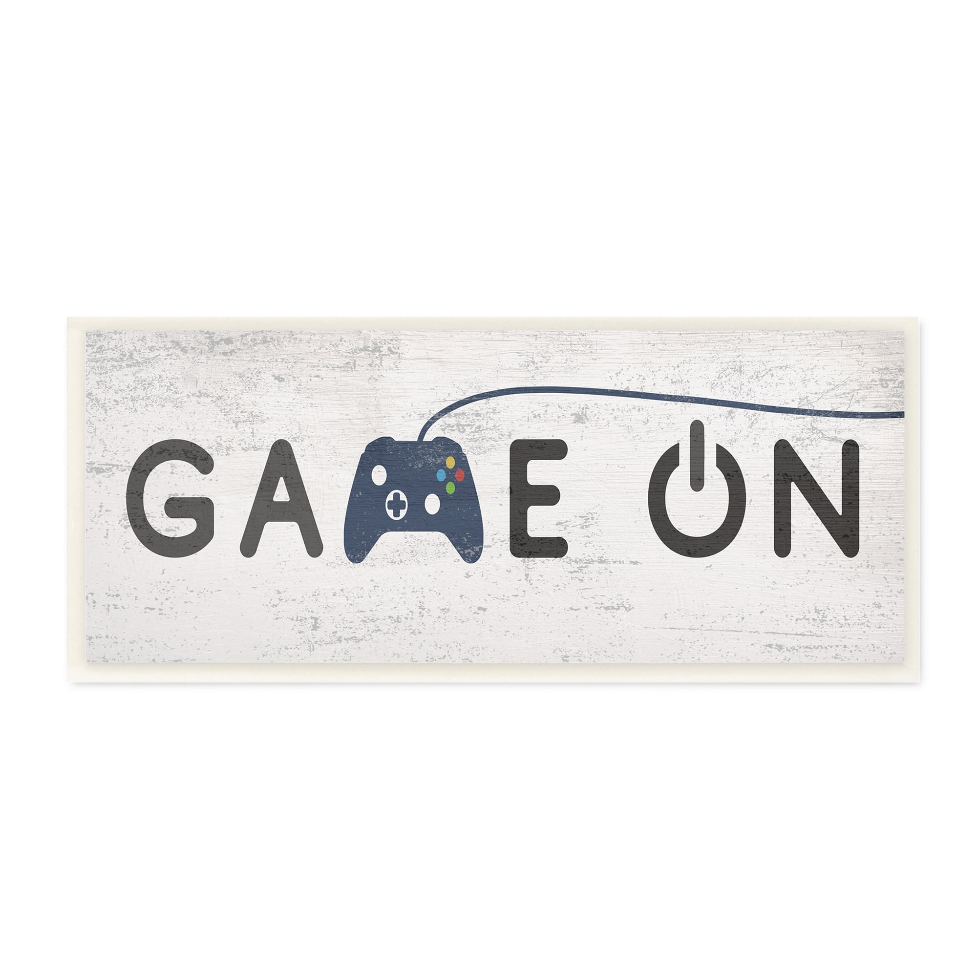 Stupell Industries Game On Video Gamer Phrase Blue Vintage Controller Beauty & Fashion Painting Unframed Art Print Wall Art, 7 x 17