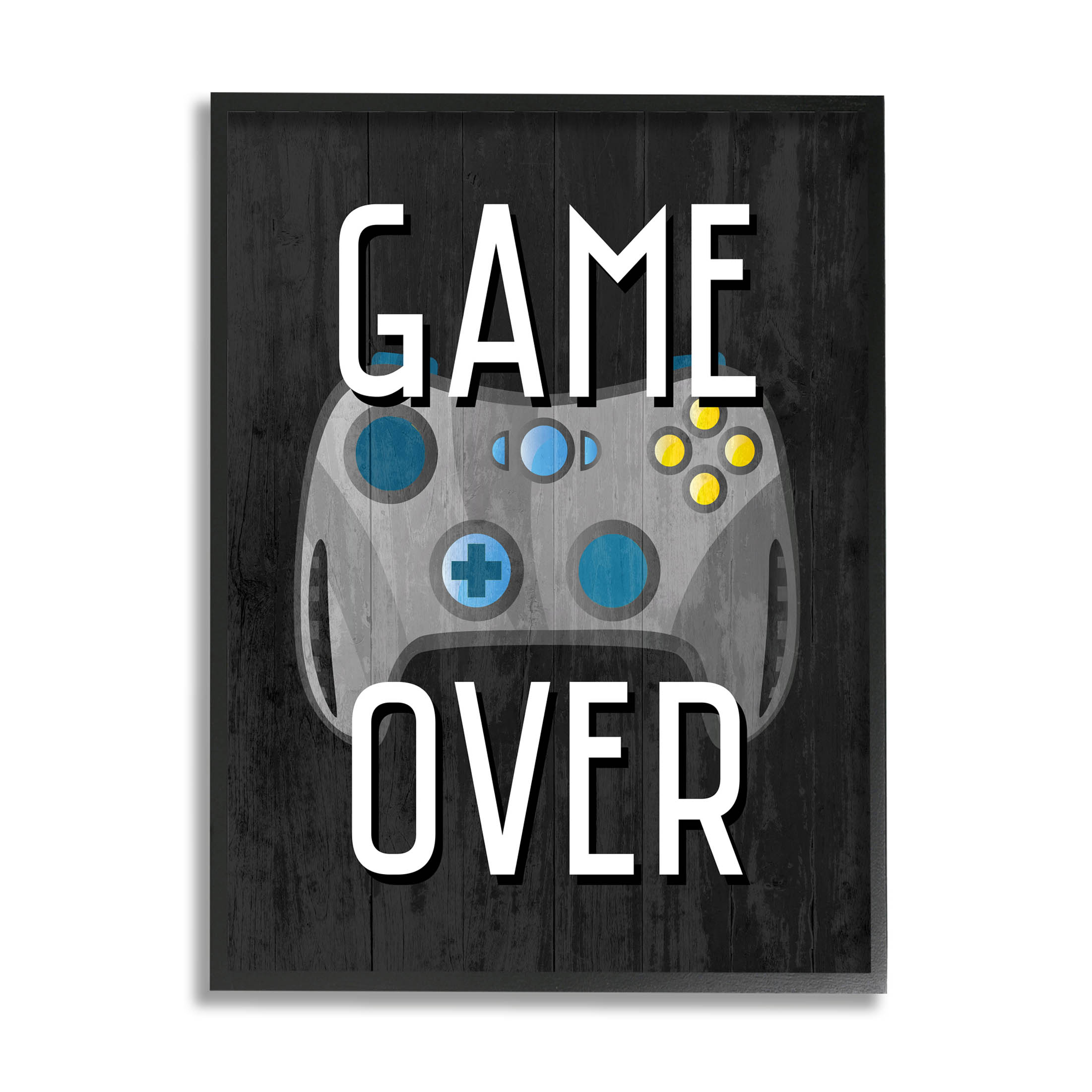 Stupell Industries Game Over Controller Graphic Art Black Framed Art Print Wall Art, Design by Kim Allen
