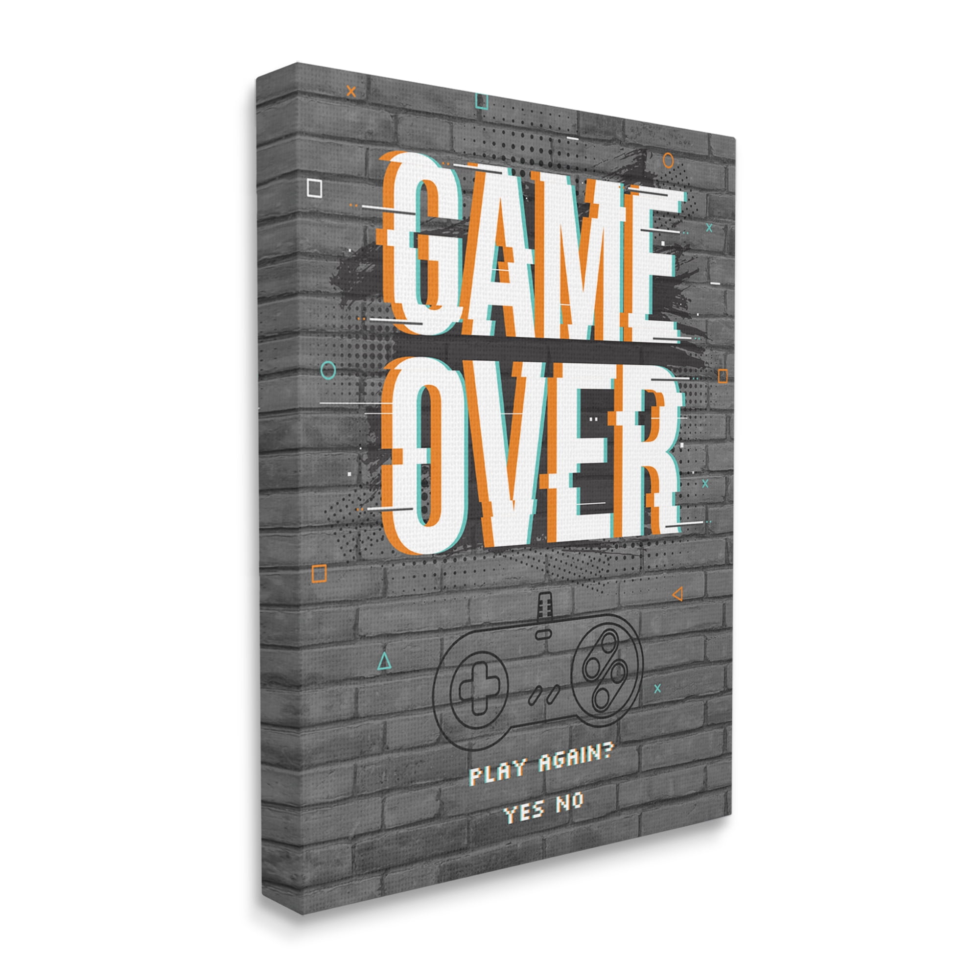 Stupell Industries Game Over Gamer Phrase Retro Controller Brick Pattern, 24 x 30, Designed by Angela Nickeas