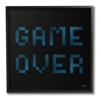 Stupell Industries Game Over Pixel Phrase Typography Painting Black Framed Art Print Wall Art, 12 x 12