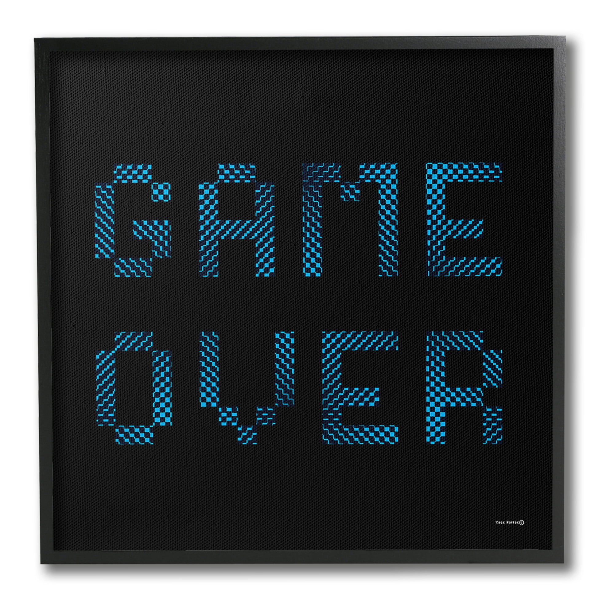 Stupell Industries Game Over Pixel Phrase Typography Painting Black Framed Art Print Wall Art, 24 x 24