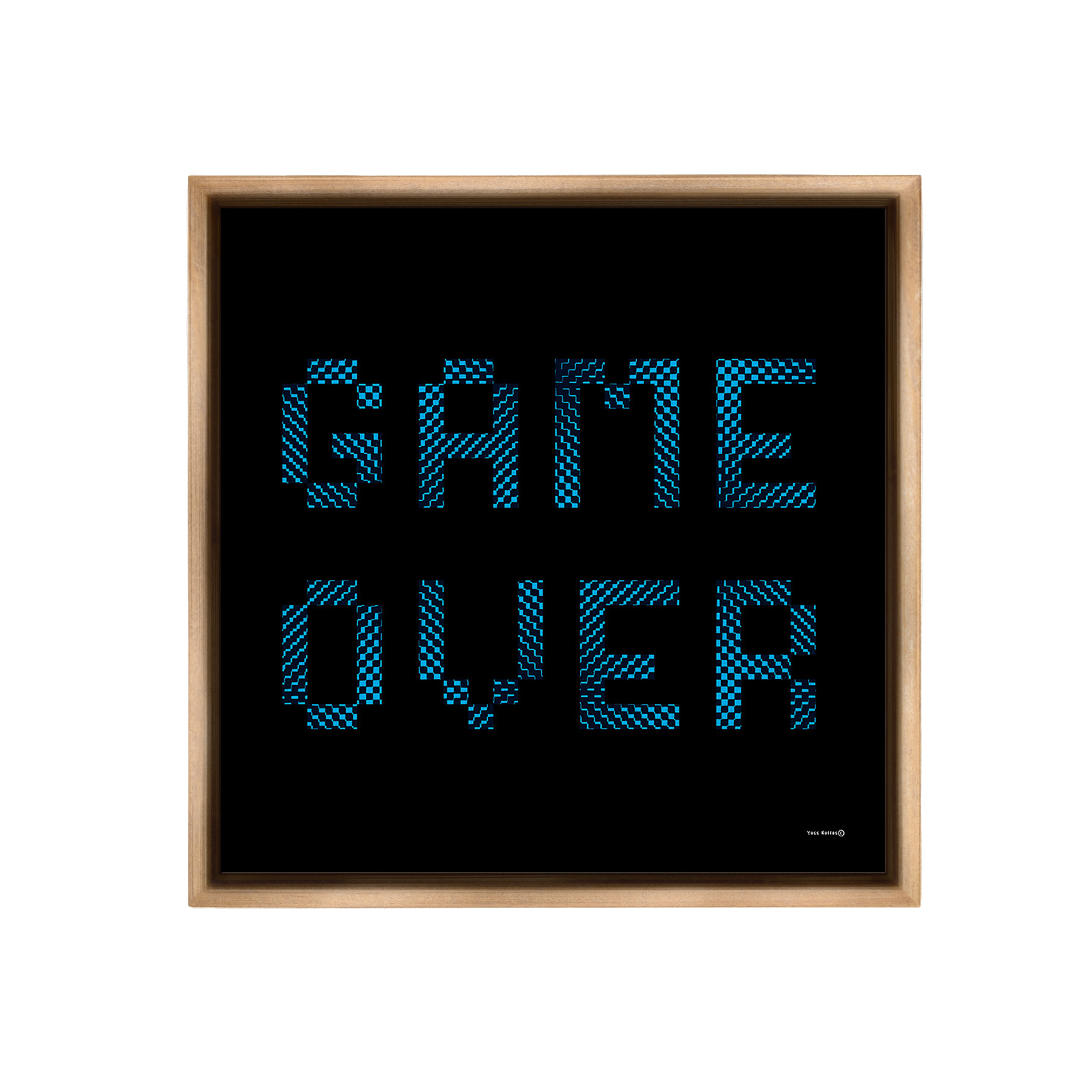 Stupell Industries Game Over Pixel Phrase Typography Painting Brown Floater Framed Canvas Art Print Wall Art, 18 x 18