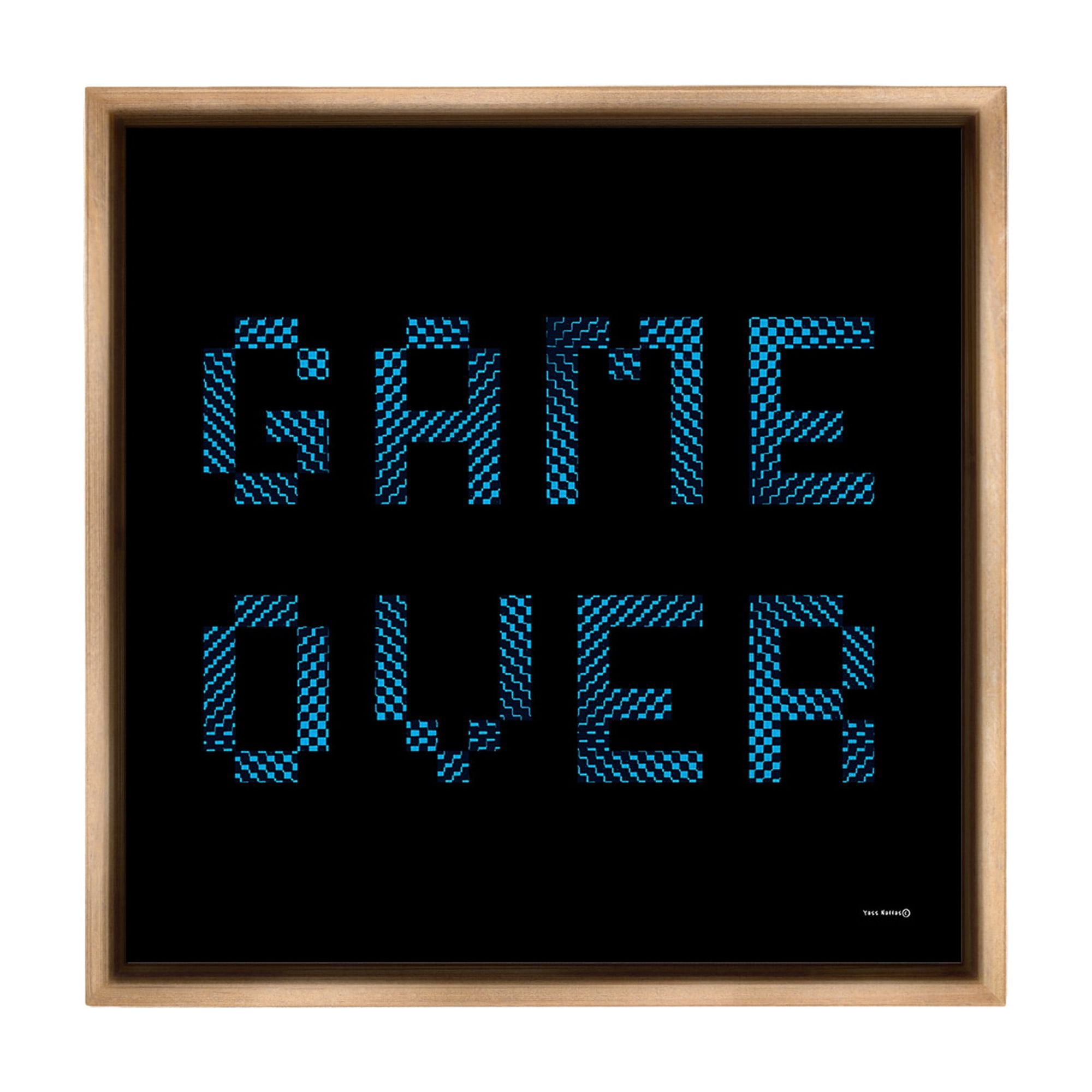 Stupell Industries Game Over Pixel Phrase Typography Painting Brown Floater Framed Canvas Art Print Wall Art, 25 x 25
