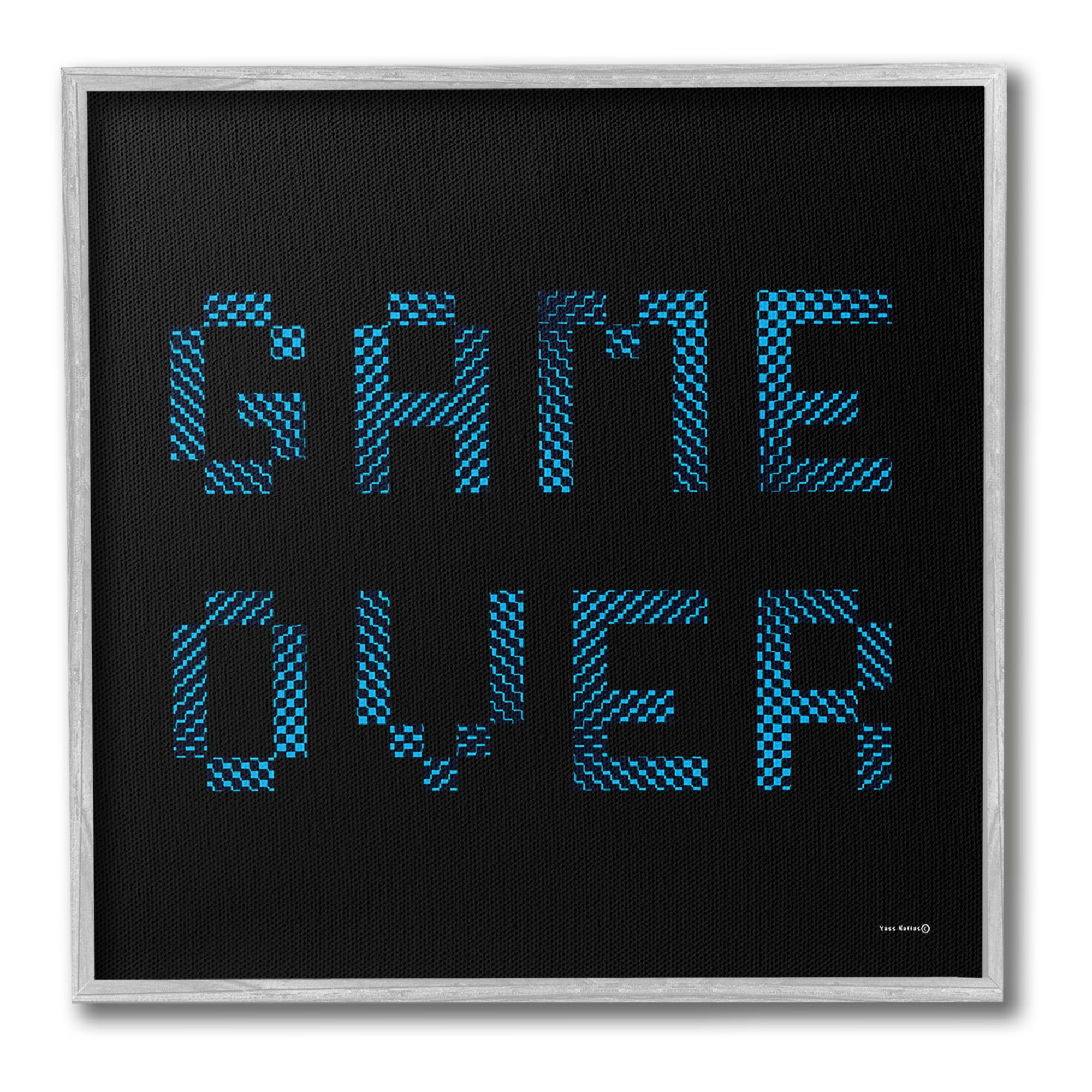 Stupell Industries Game Over Pixel Phrase Typography Painting Gray Framed Art Print Wall Art, 17 x 17