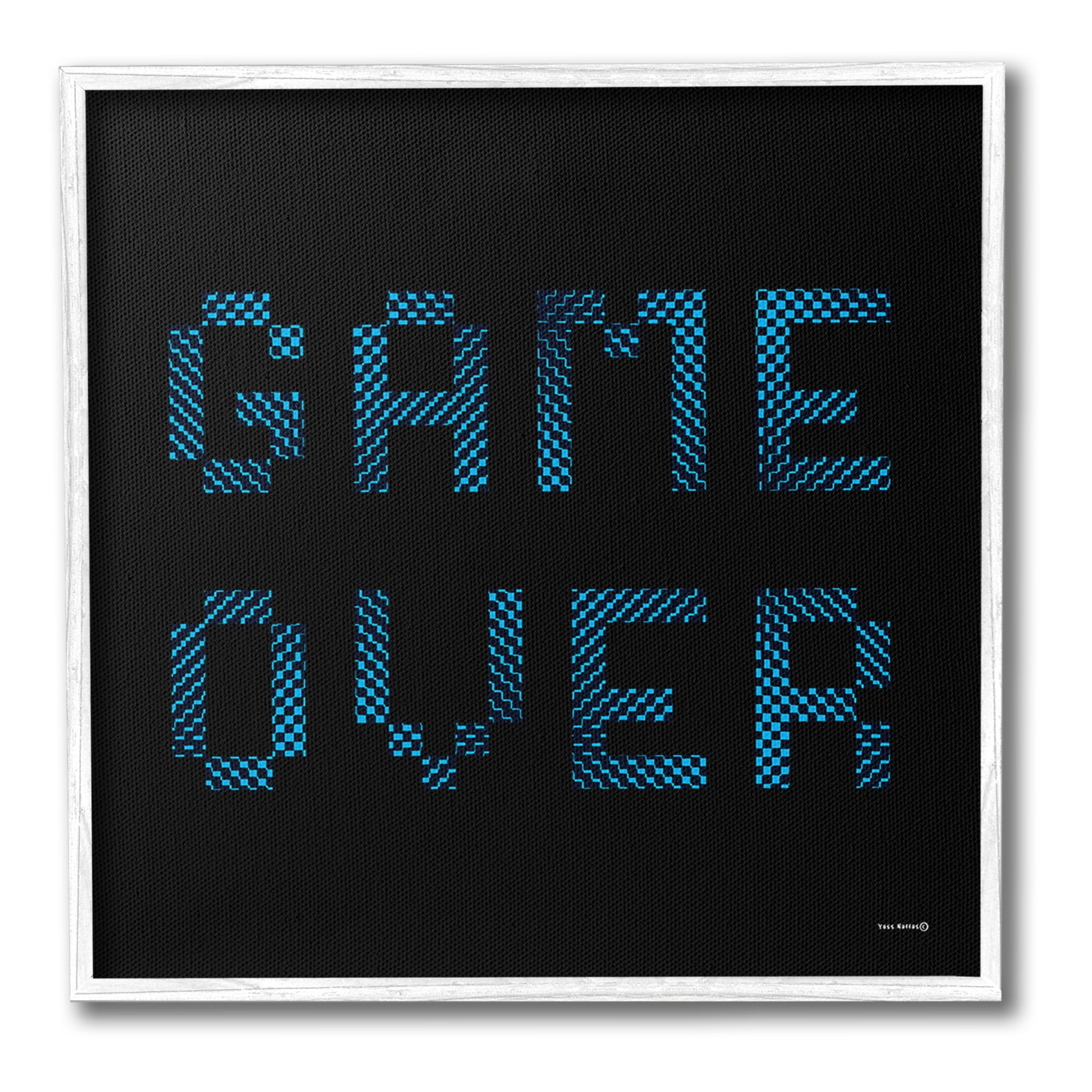 Stupell Industries Game Over Pixel Phrase Typography Painting White Framed Art Print Wall Art, 12 x 12