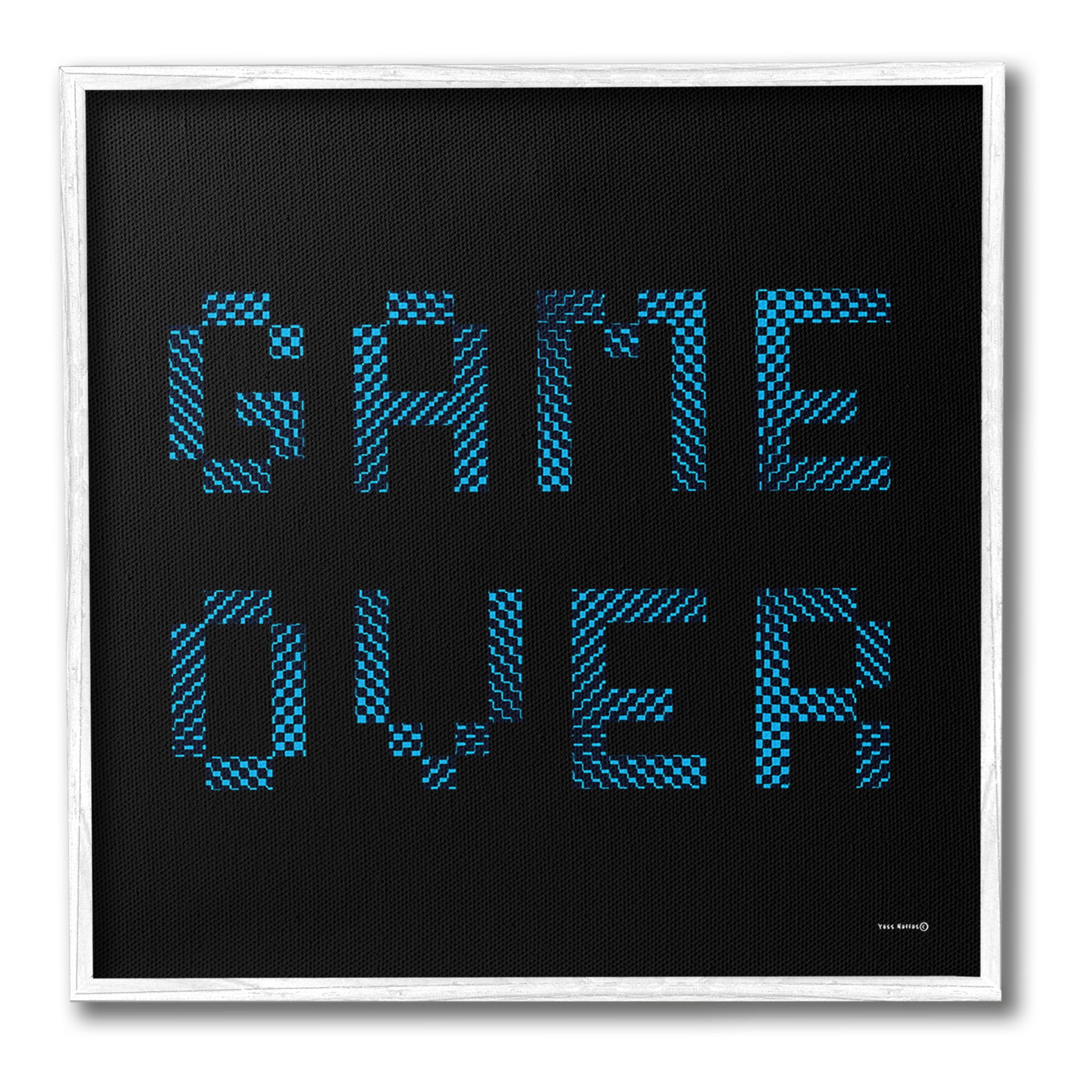 Stupell Industries Game Over Pixel Phrase Typography Painting White Framed Art Print Wall Art, 24 x 24