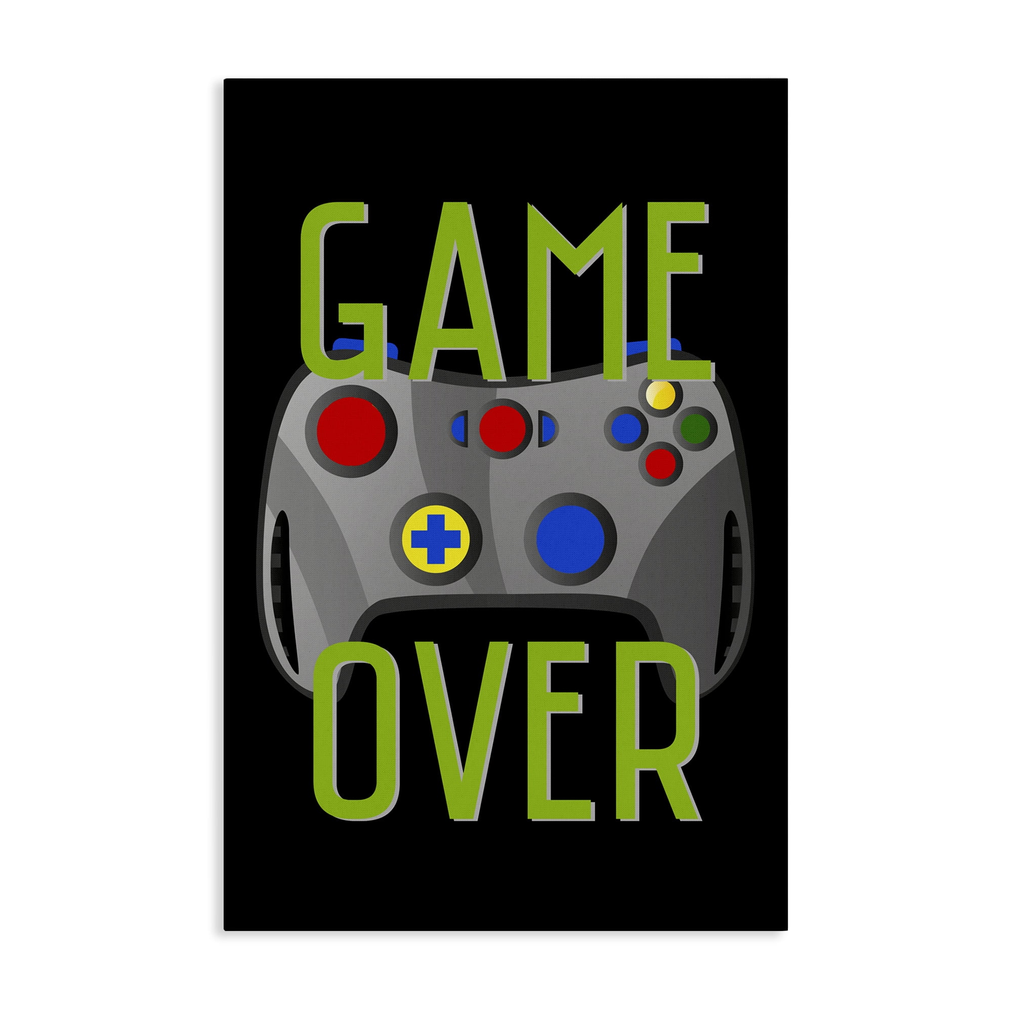 Stupell Industries Game Over with Controller Typography Painting Gallery Wrapped Canvas Art Print Wall Art, 16 x 24