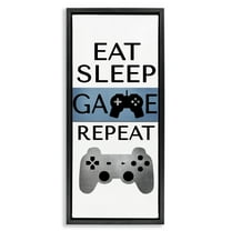 Stupell Industries Game Repeat Lifestyle Typography Painting Black Floater Framed Art Print Wall Art, 11 x 25