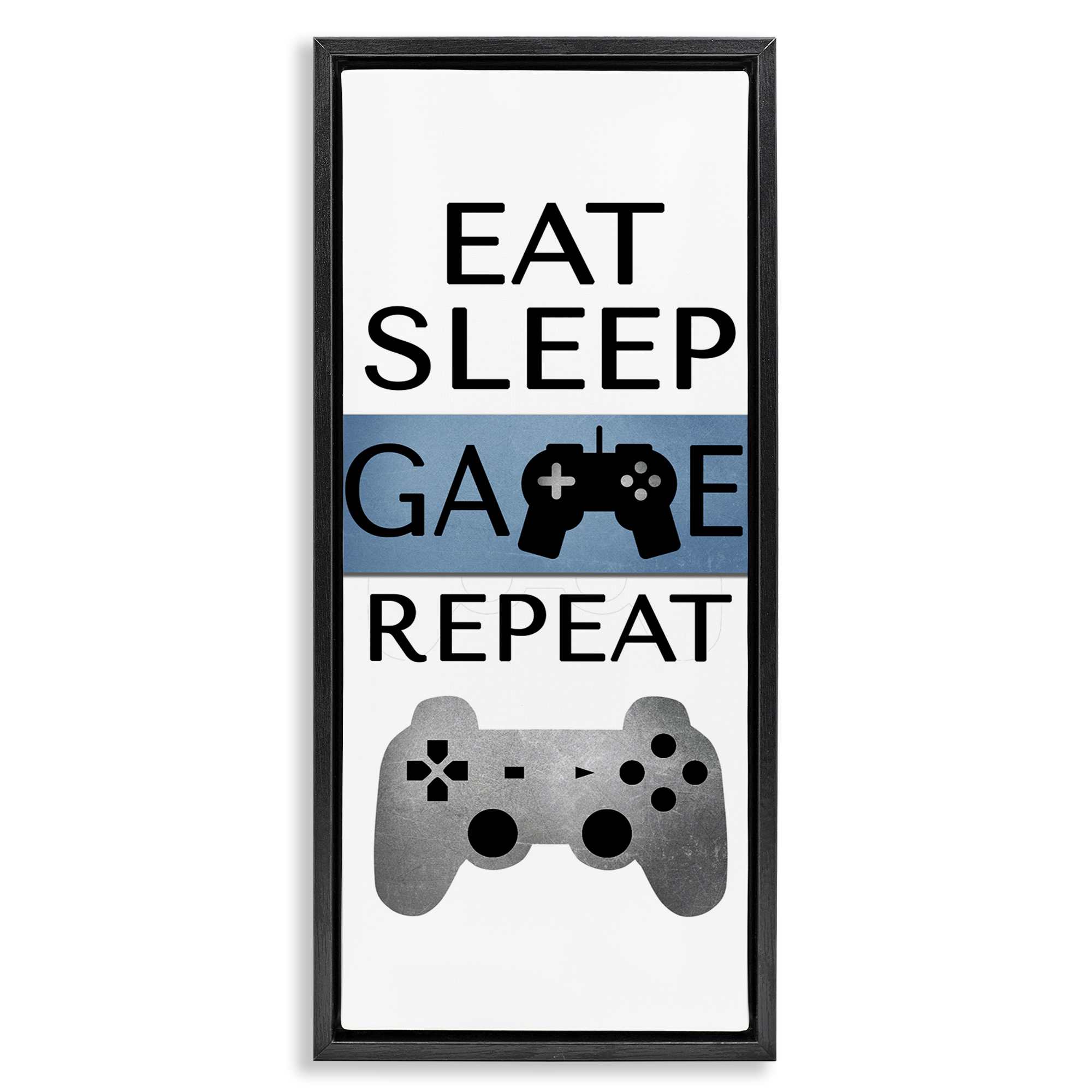 Stupell Industries Game Repeat Lifestyle Typography Painting Black Floater Framed Art Print Wall Art, 15 x 31