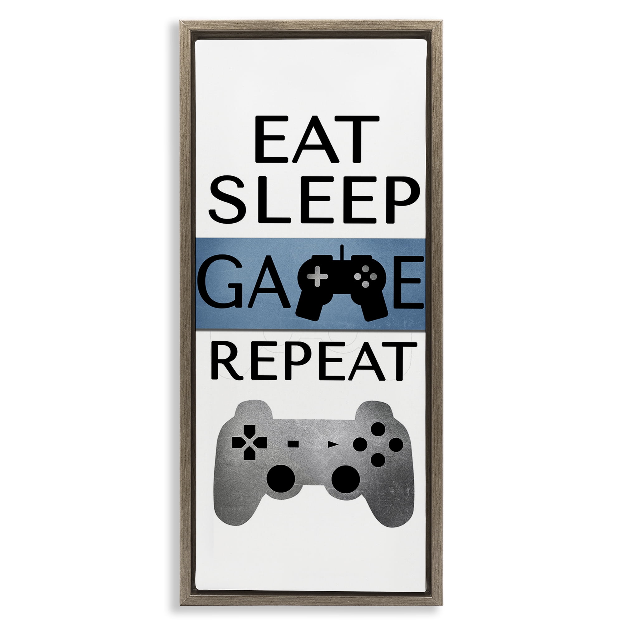 Stupell Industries Game Repeat Lifestyle Typography Painting Brown Floater Framed Art Print Wall Art, 11 x 25