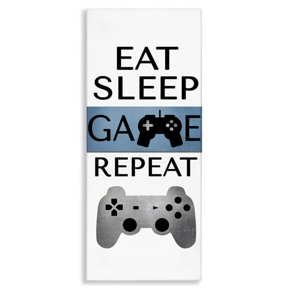 Stupell Industries Game Repeat Lifestyle Typography Painting Gallery Wrapped Canvas Art Print Wall Art, 10 x 24