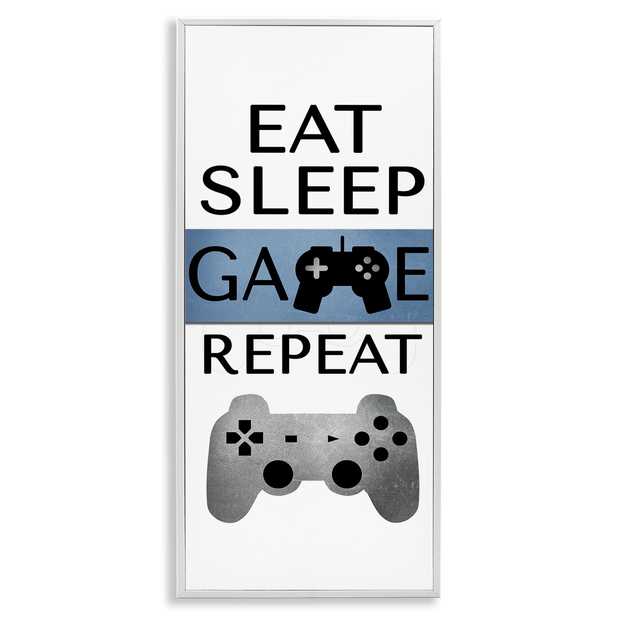 Stupell Industries Game Repeat Lifestyle Typography Painting White Framed Art Print Wall Art, 10 x 24