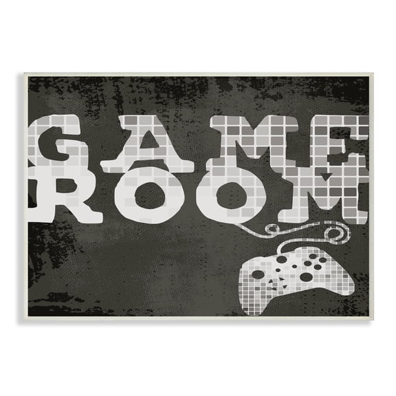 Stupell Industries Game Room Phrase Video Controller Geometric Pattern Abstract Painting Unframed Art Print Wall Art, 13 x 19