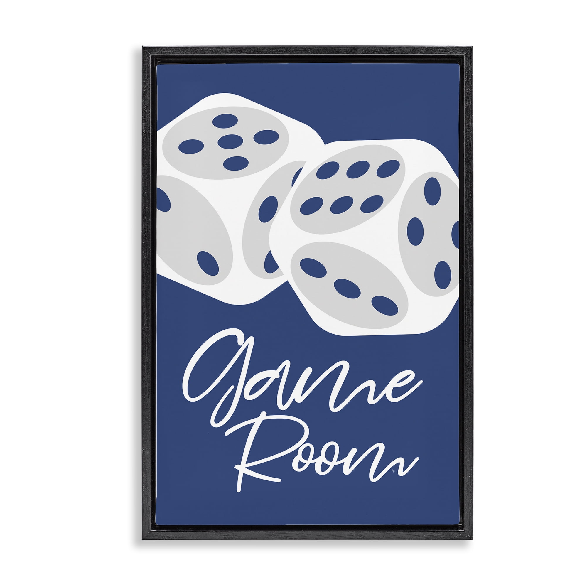 Stupell Industries Game Room with Dice Entertainment Painting Black Floater Framed Canvas Art Print Wall Art, 21 x 31