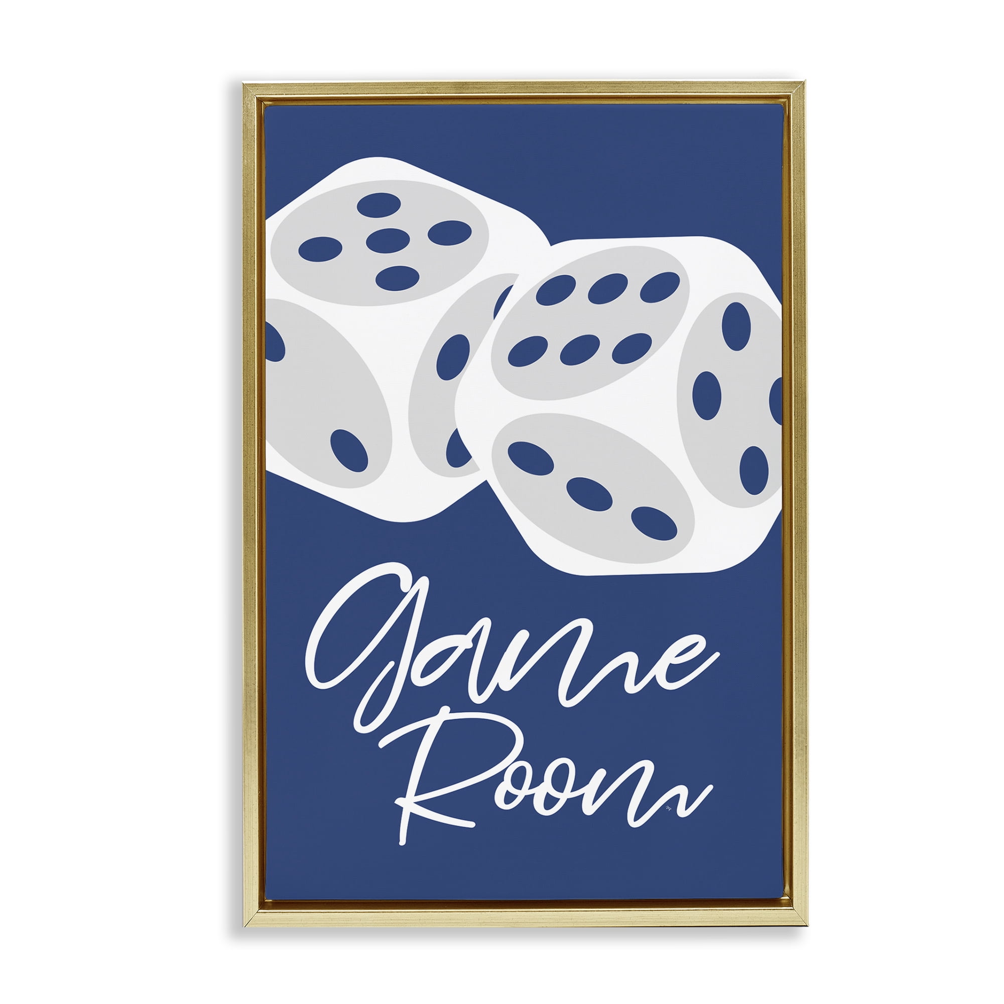 Stupell Industries Game Room with Dice Entertainment Painting Gold Floater Framed Canvas Art Print Wall Art, 21 x 31