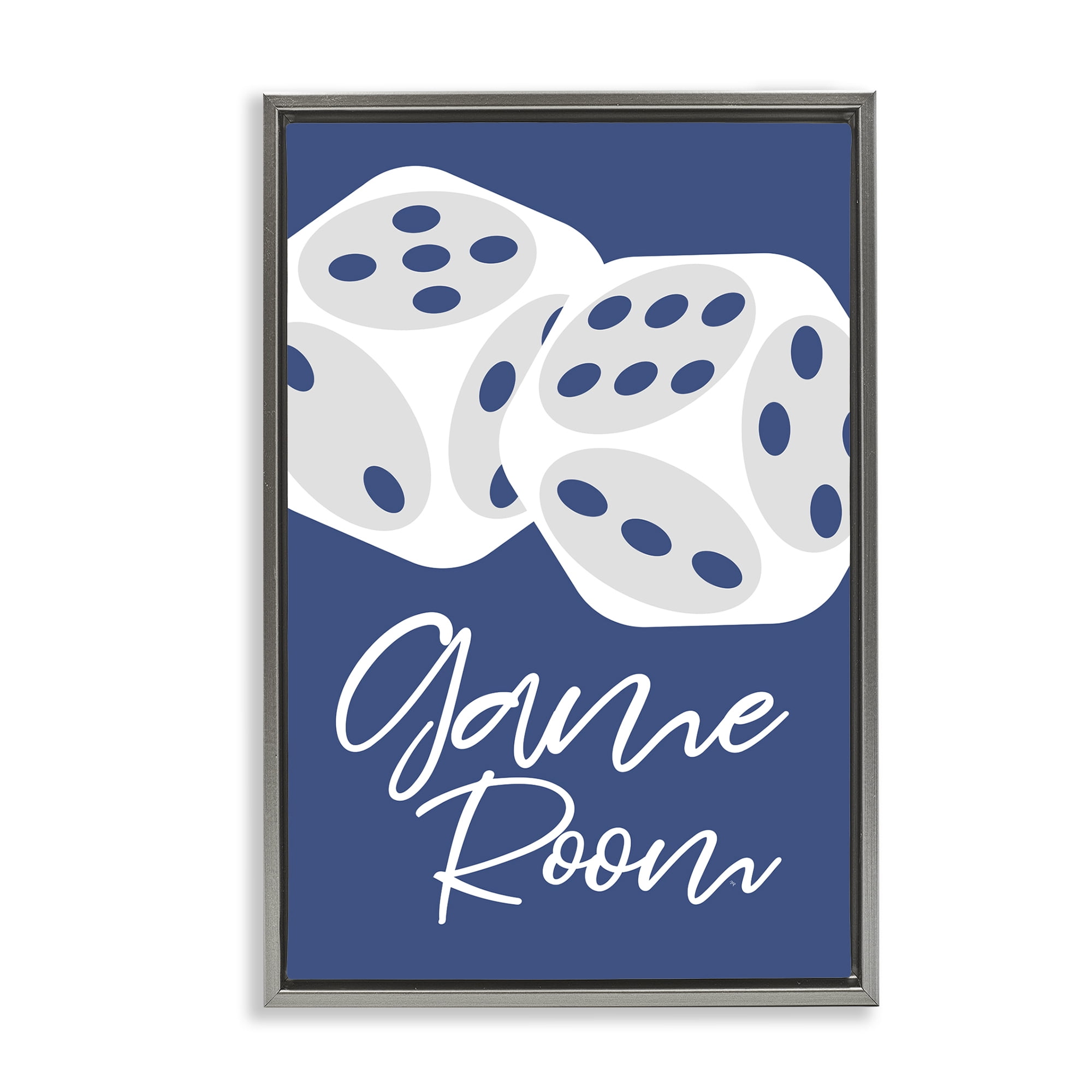 Stupell Industries Game Room with Dice Entertainment Painting Gray Floater Framed Canvas Art Print Wall Art, 21 x 31