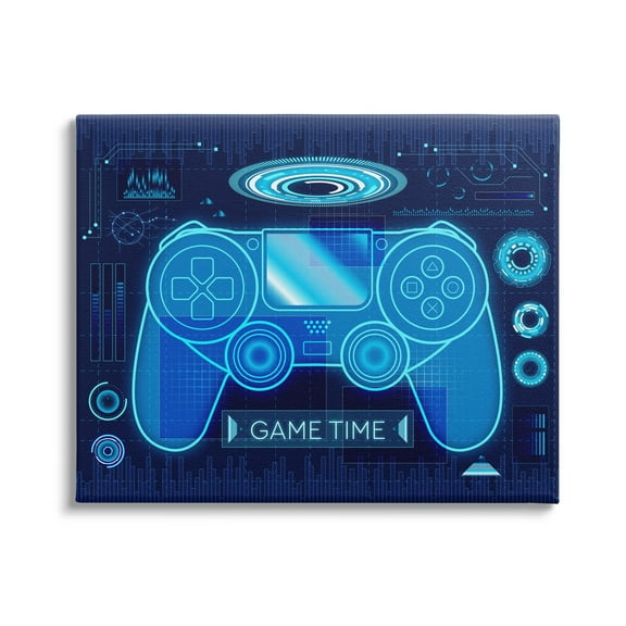 Stupell Industries Game Time Bold Blue Computer Theme Gaming Controller, 40 x 30, Design by Ziwei Li