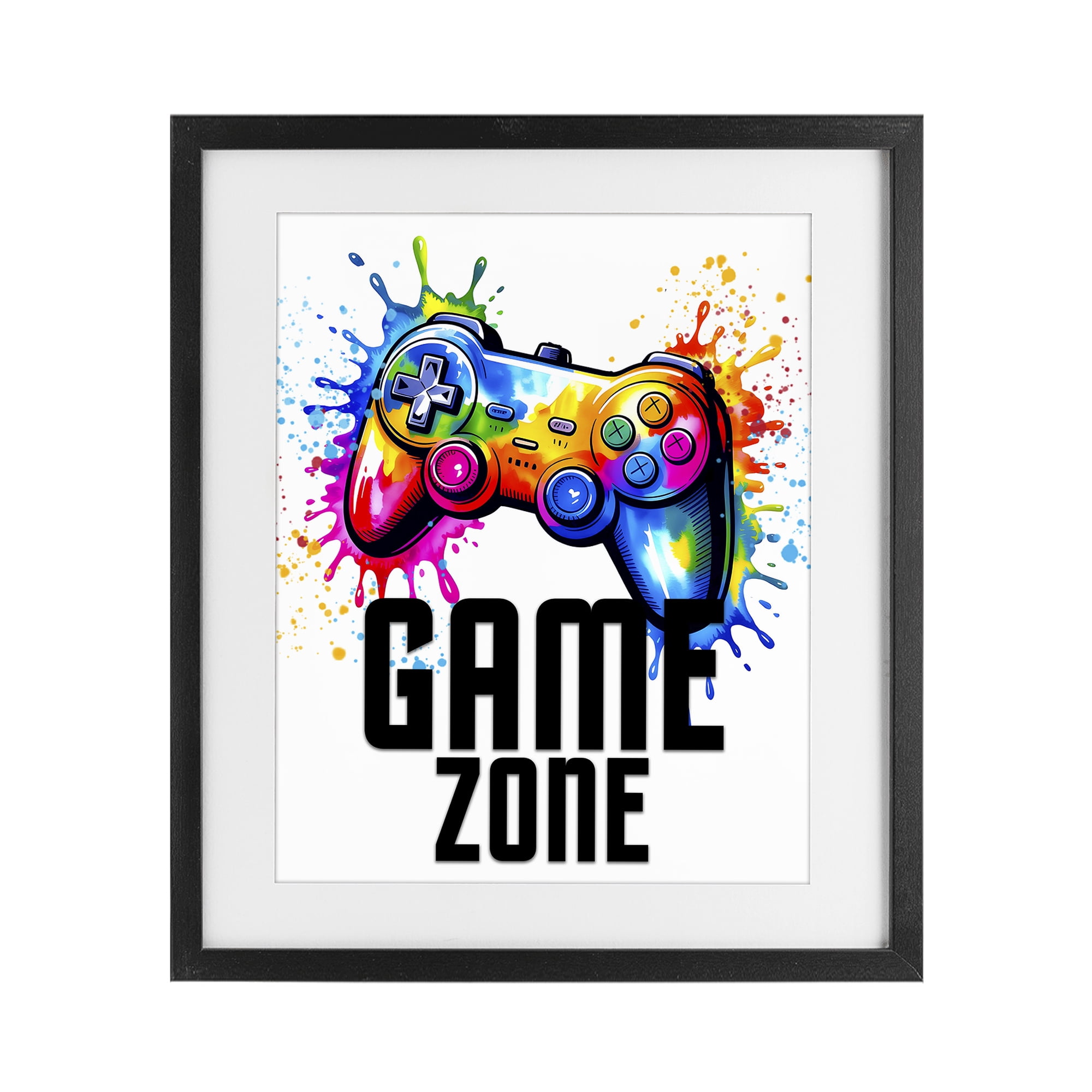 Stupell Industries Game Zone Bright Splash Black Framed Print Under Glass, design by Kim Allen