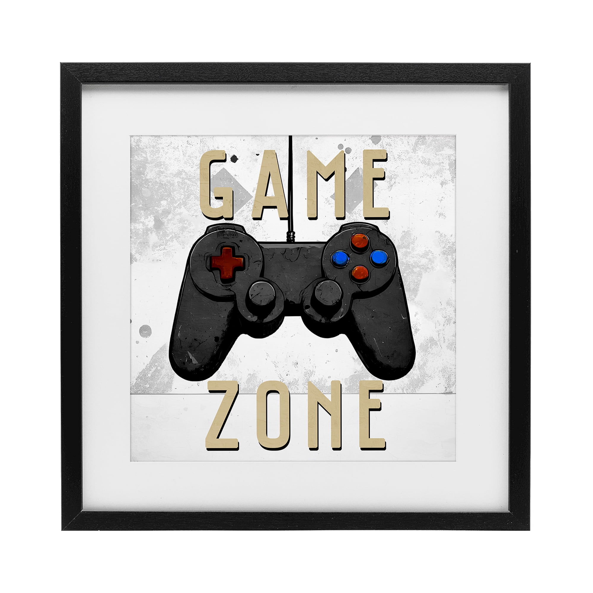 Stupell Industries Game Zone Control Black Framed Print Under Glass, design by Kim Allen