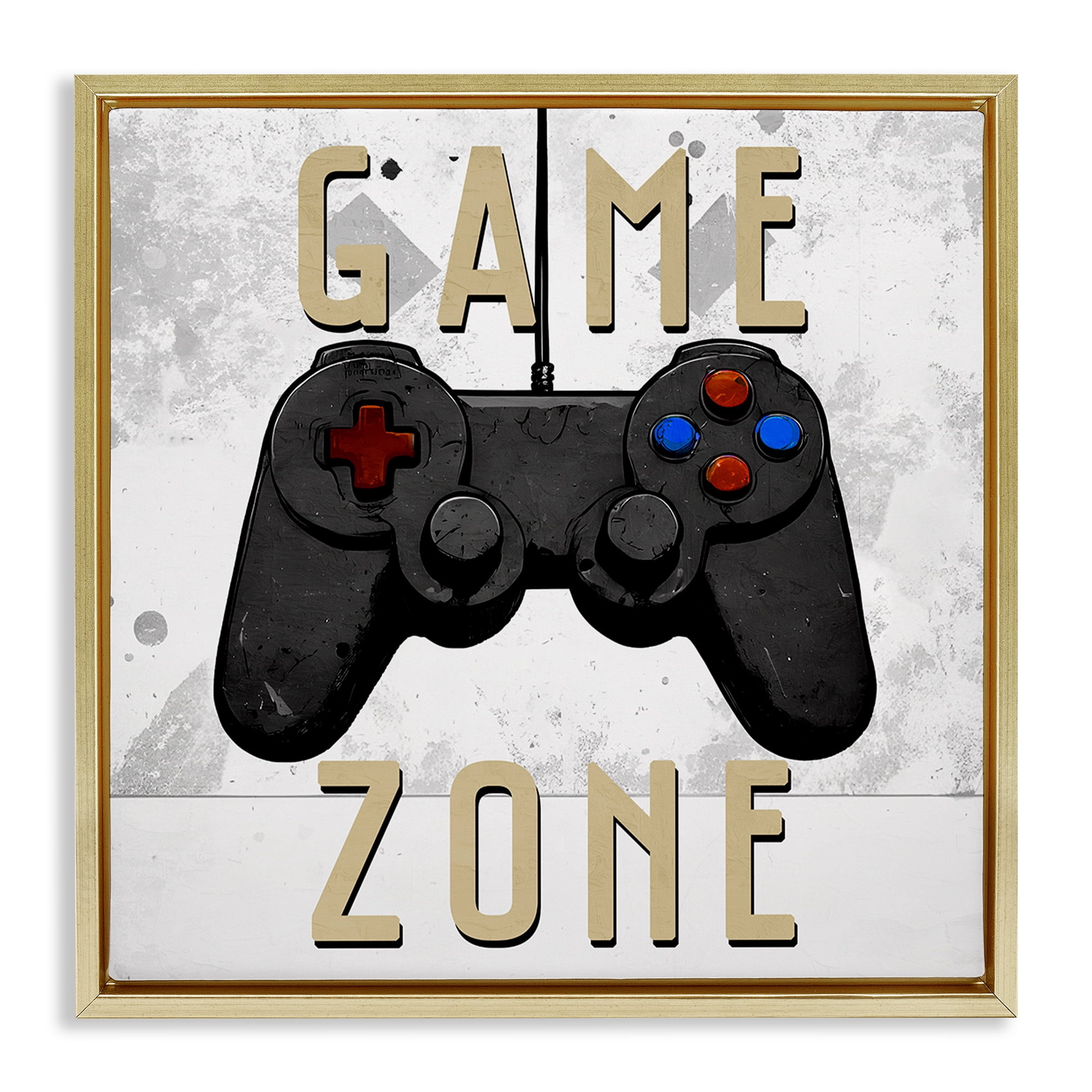 Stupell Industries Game Zone Control Gold Framed Floater Canvas Wall Art, design by Kim Allen