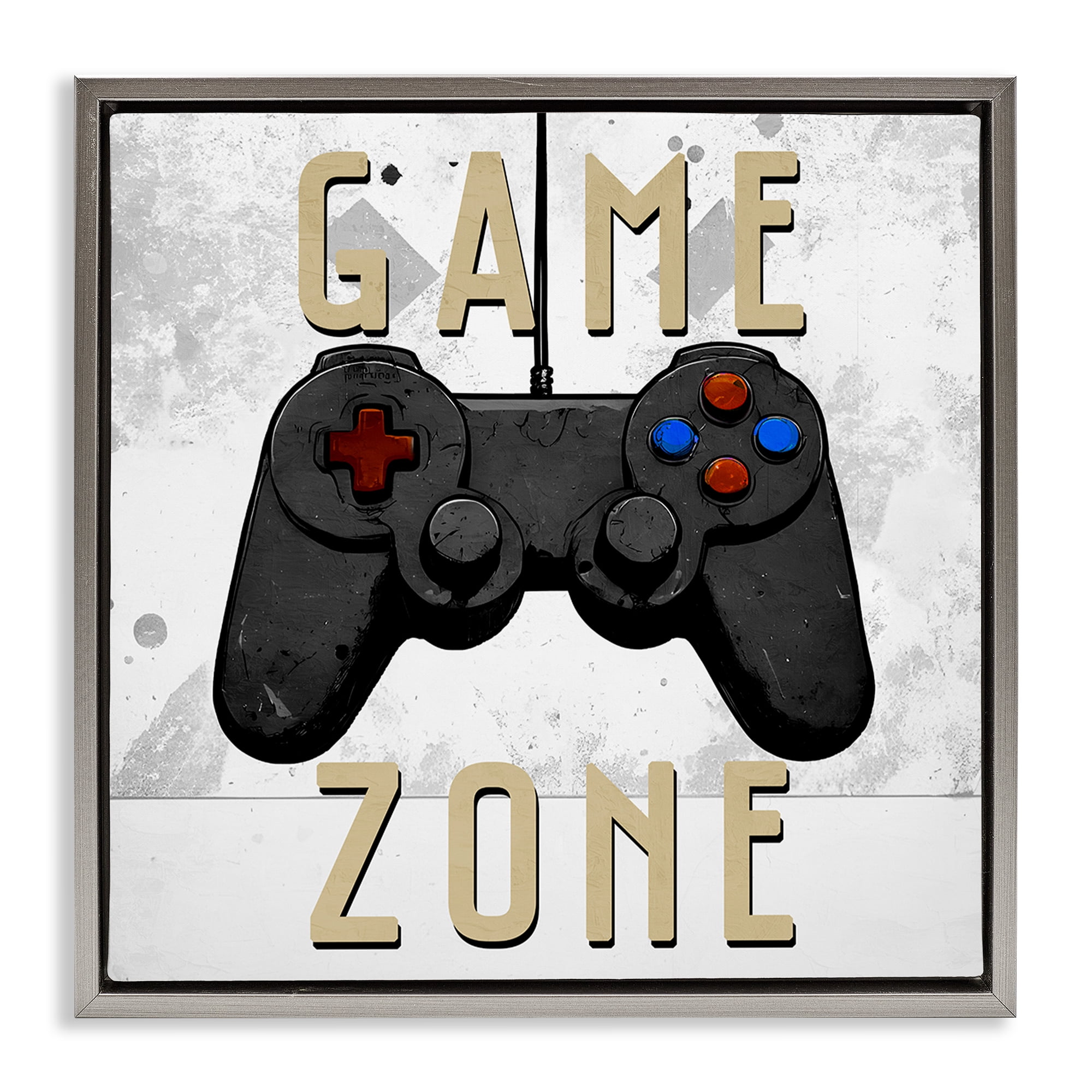 Stupell Industries Game Zone Control Gray Framed Floater Canvas Wall Art, design by Kim Allen