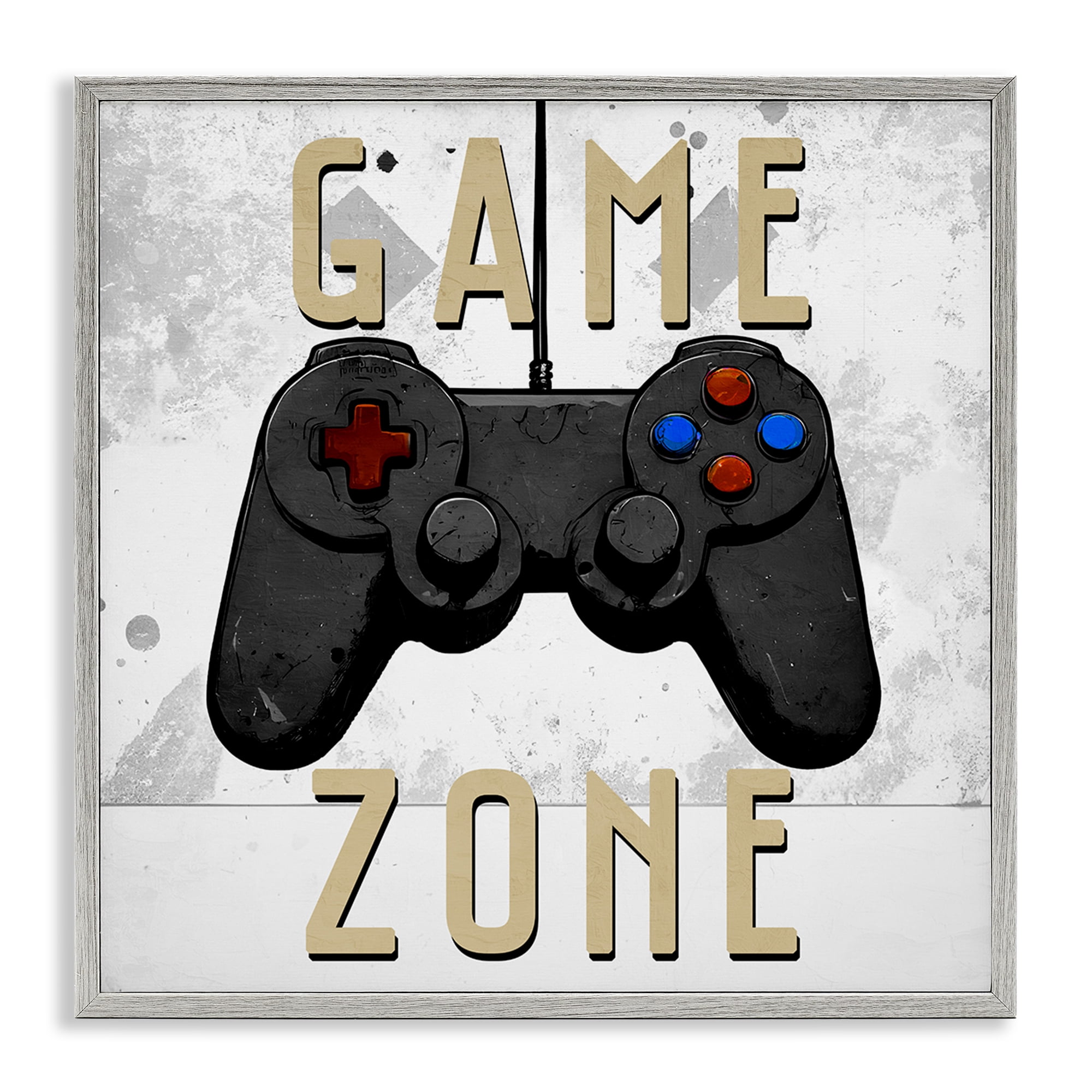 Stupell Industries Game Zone Control Gray Framed Giclee Art, design by Kim Allen